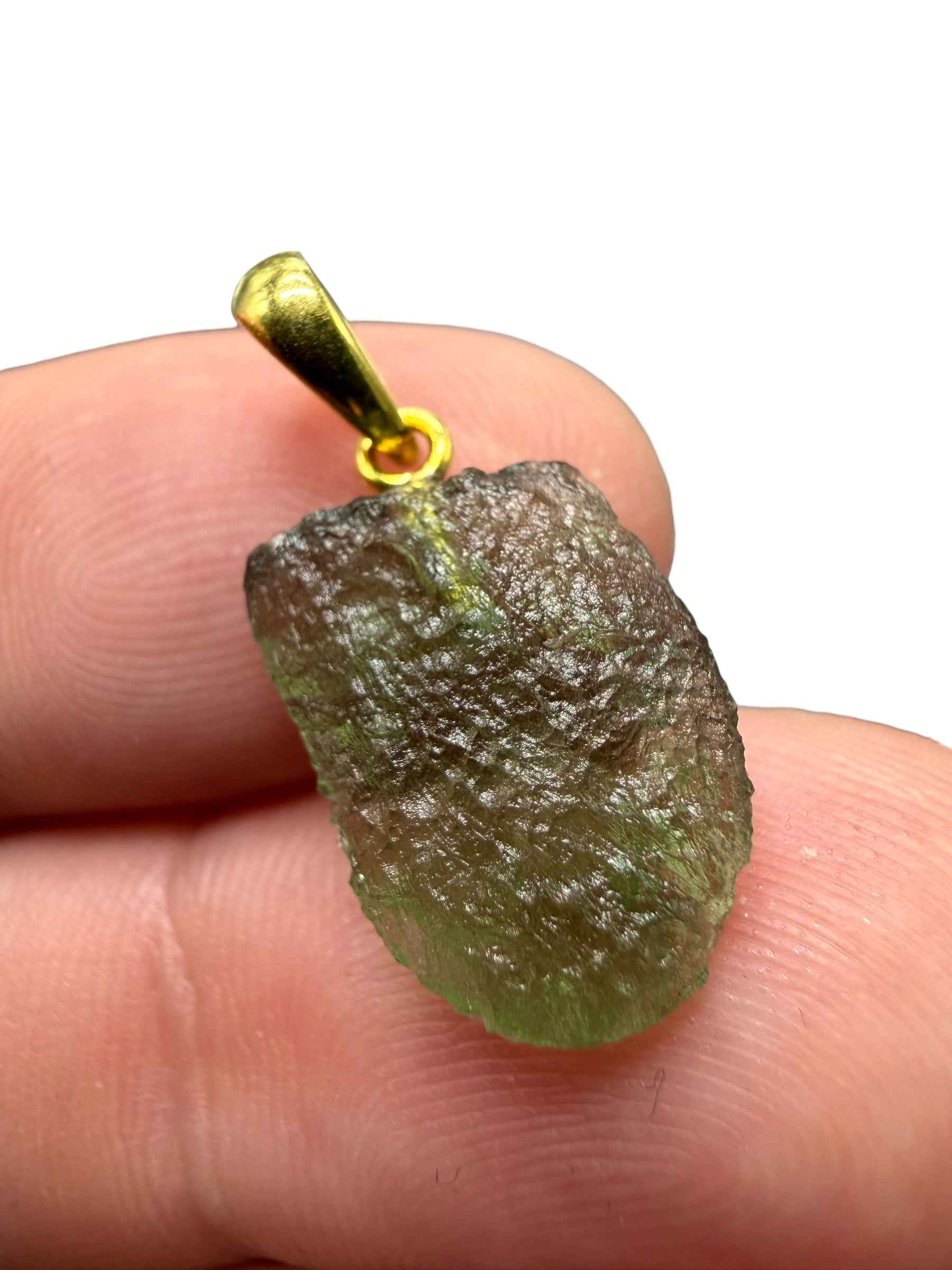 Ciondolo di moldavite placcato oro 1,1g - SPP/V050