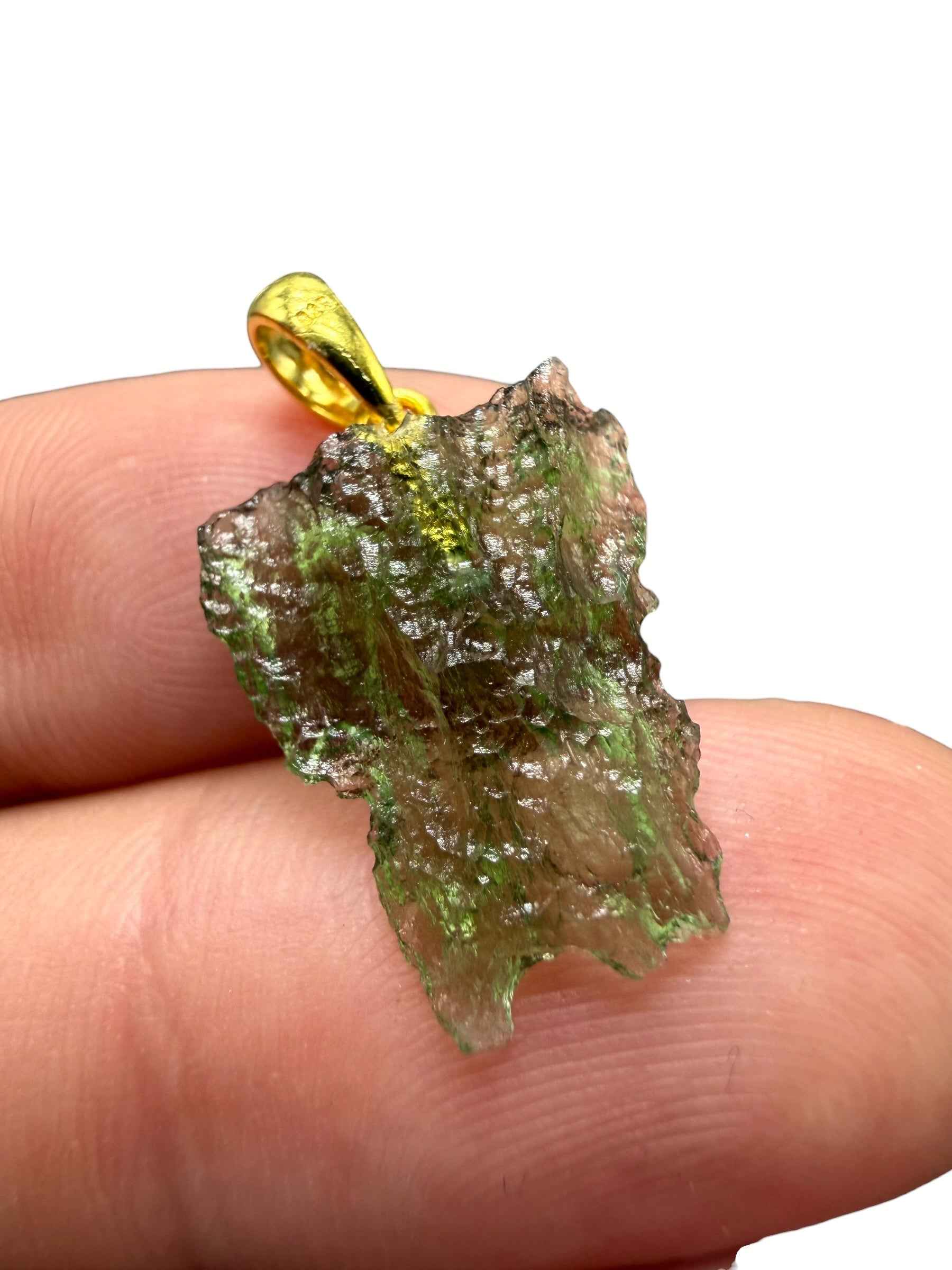 Ciondolo di moldavite placcato oro 1g - SPP/V051