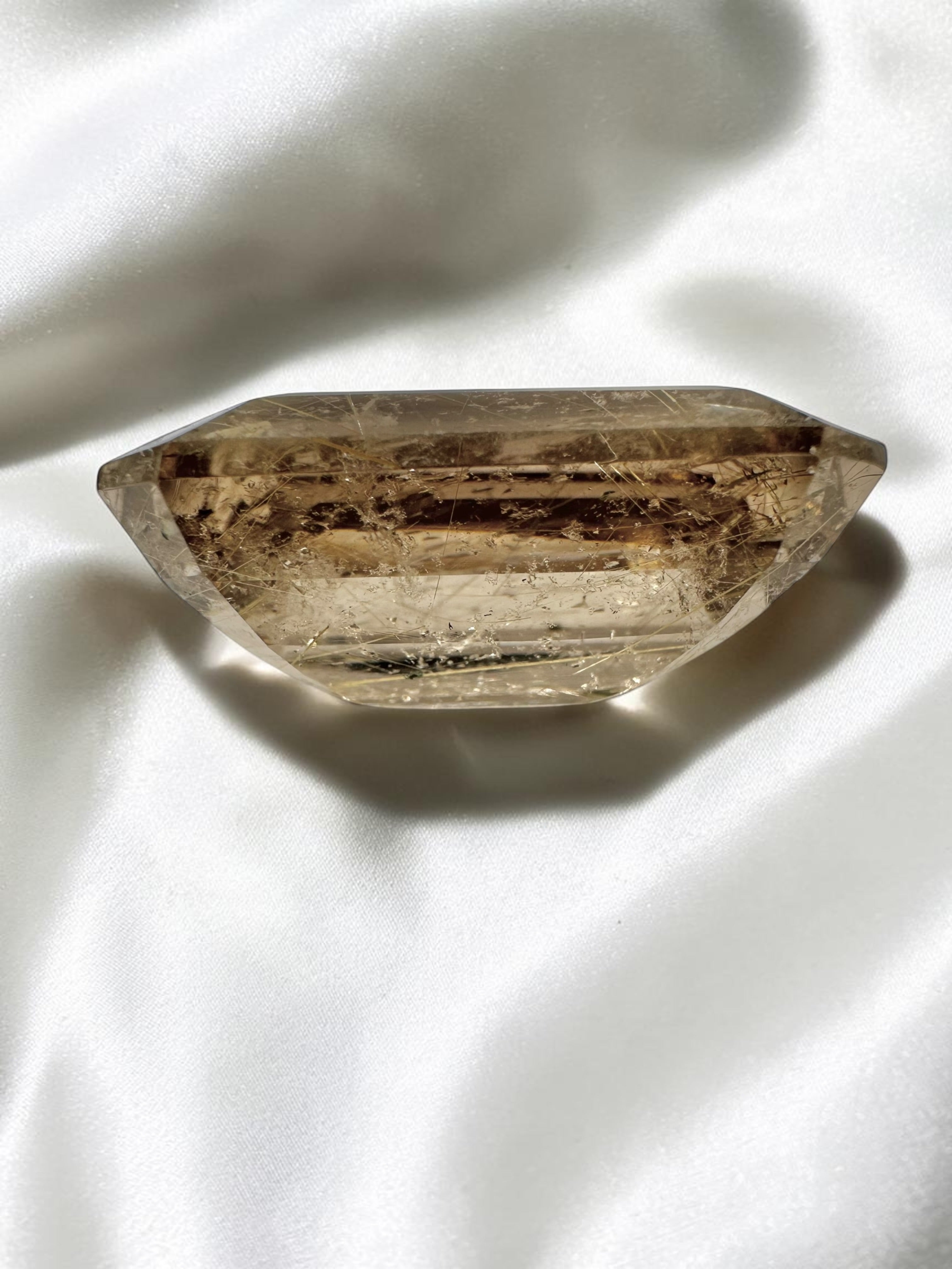 Faceted smoky quartz with rutile from Brazil 43ct - BZR01