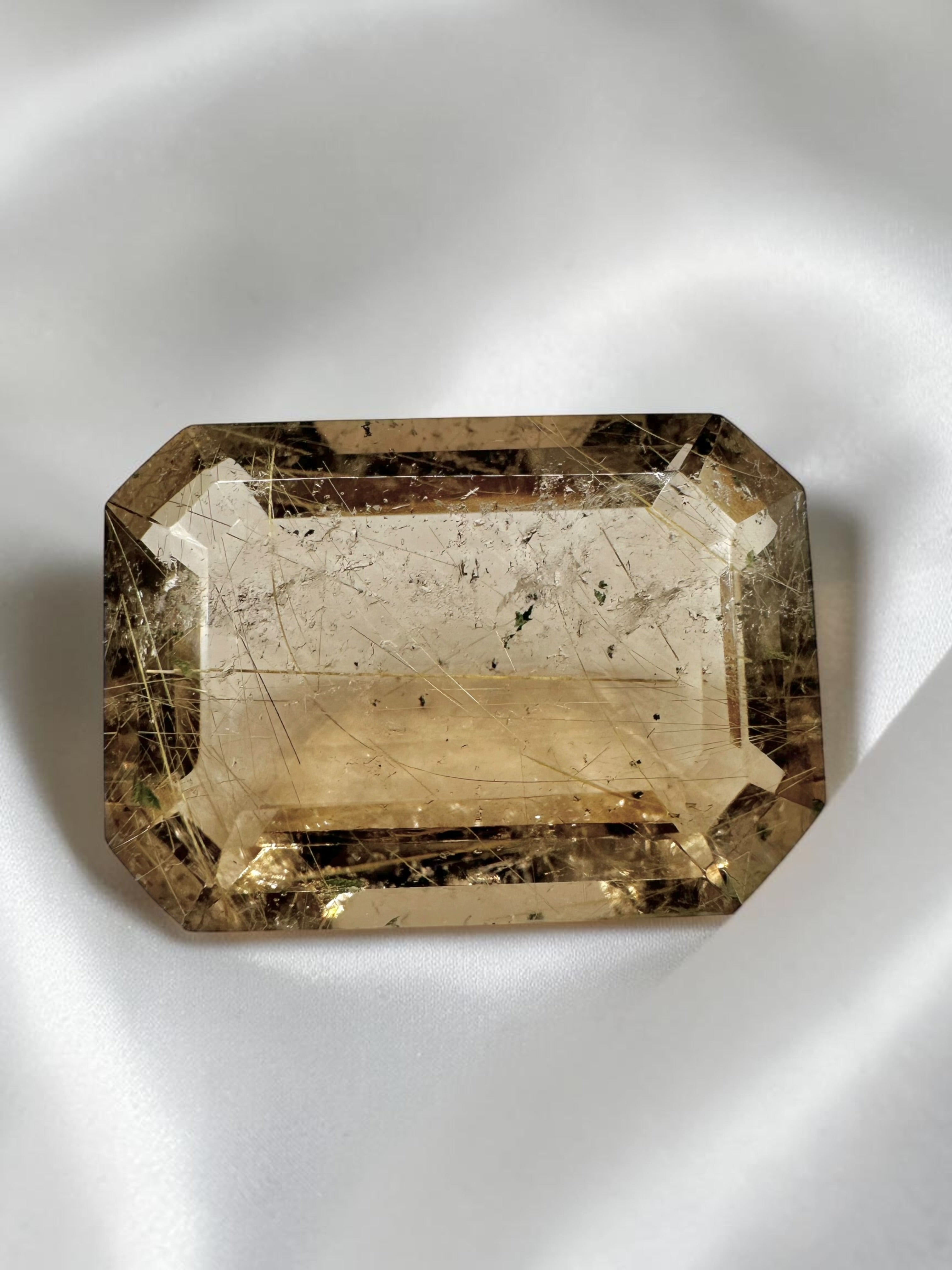 Faceted smoky quartz with rutile from Brazil 43ct