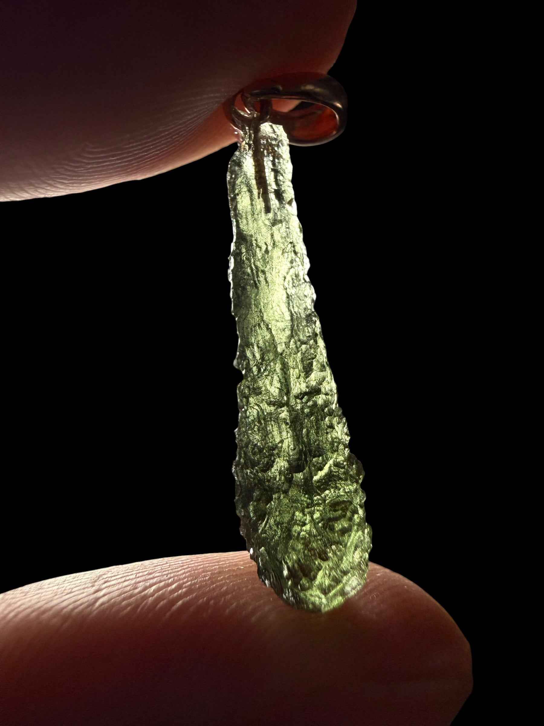 Ciondolo di moldavite placcato Oro Rosa 1,3g - SPP/V065