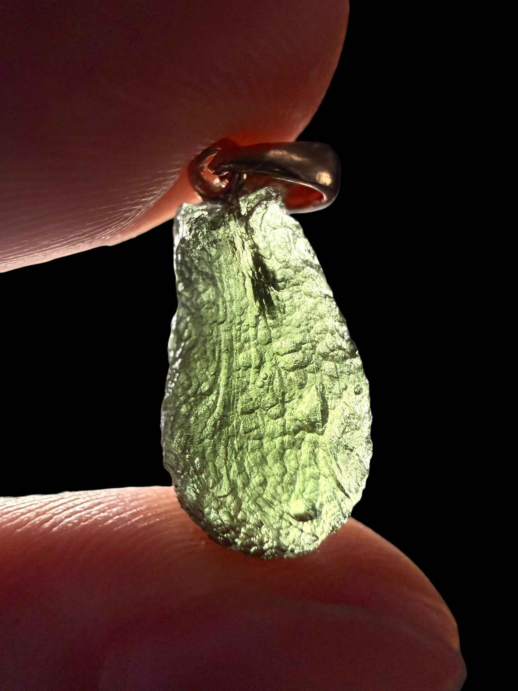 Ciondolo di moldavite placcato Oro Rosa 1,5g - SPP/V066