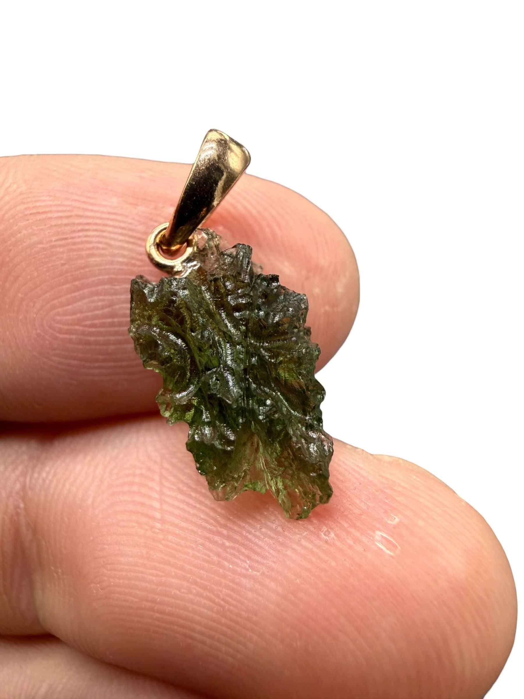 Ciondolo di moldavite placcato Oro Rosa 1g - SPP/V067