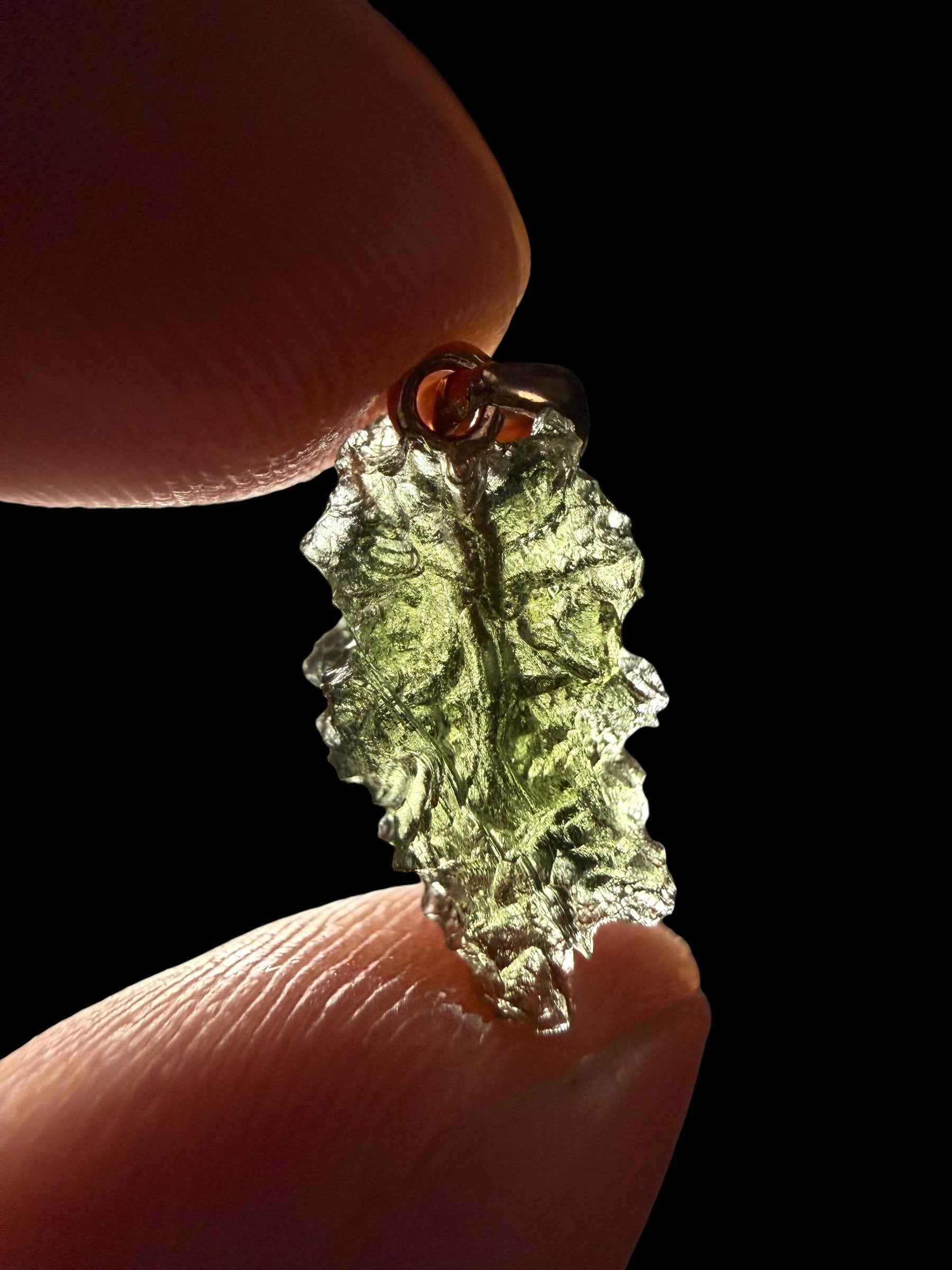 Ciondolo di moldavite placcato Oro Rosa 1g - SPP/V067