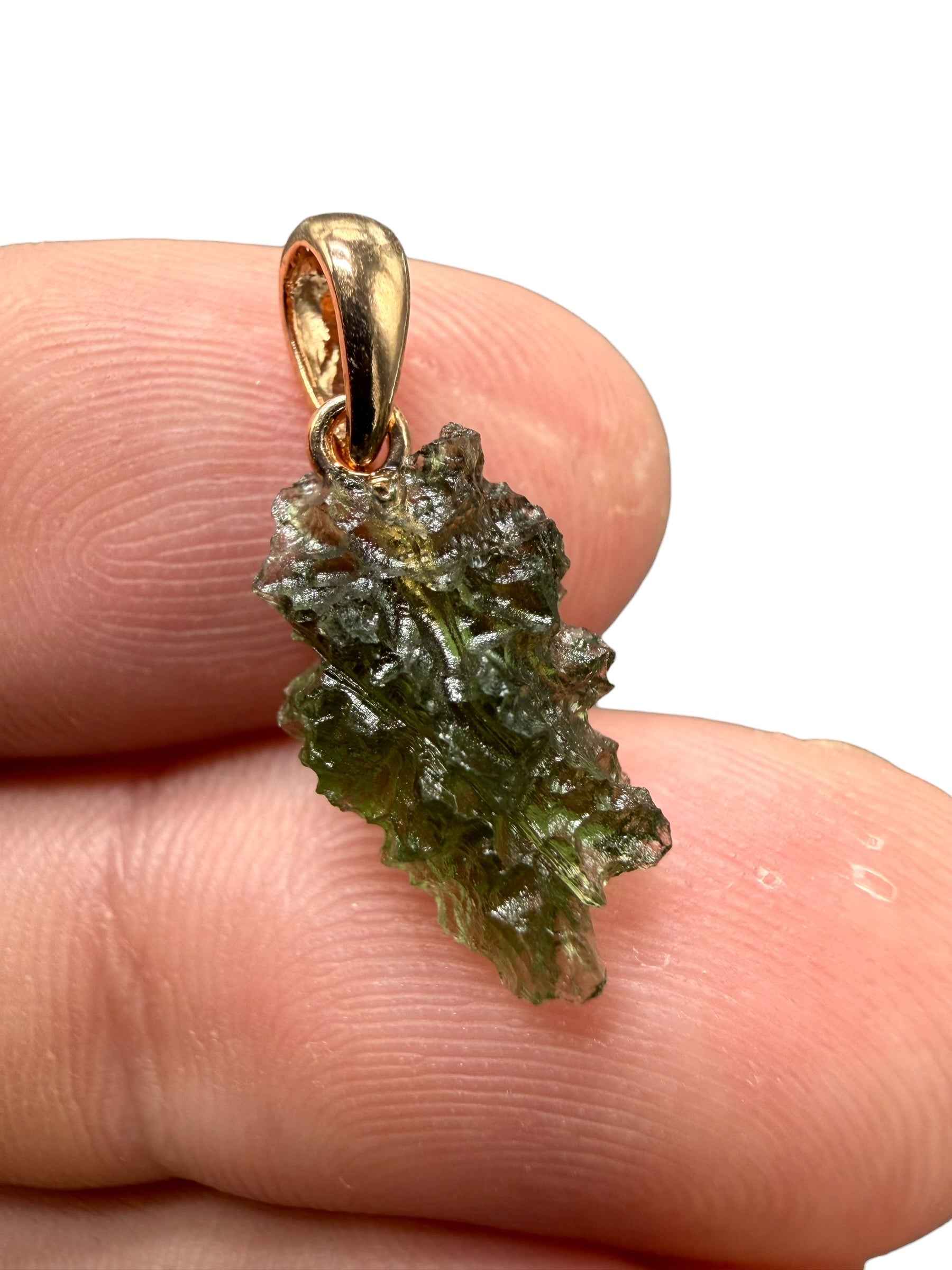 Ciondolo di moldavite placcato Oro Rosa 1g - SPP/V067