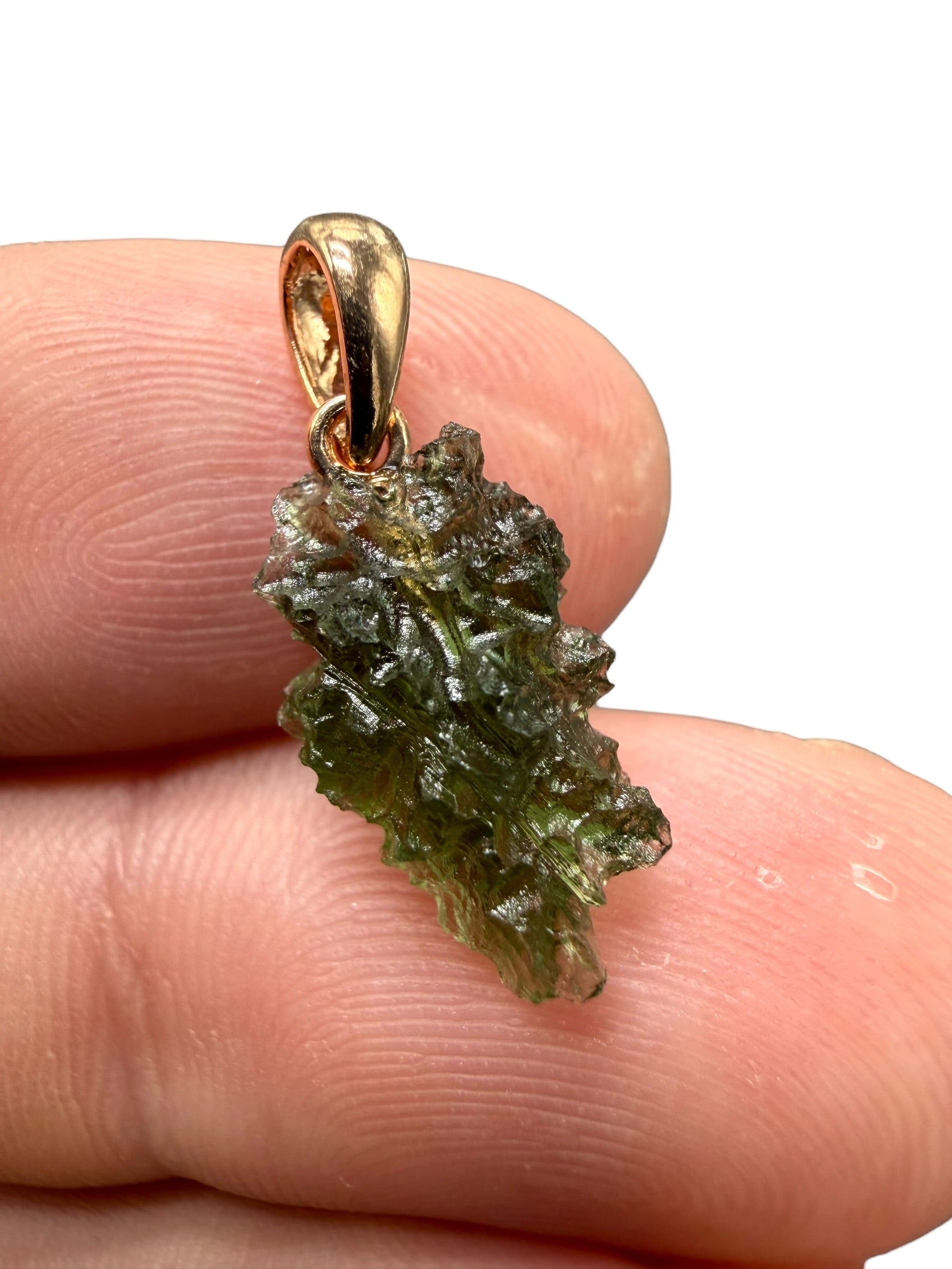 Moldavite pendant plated with rose gold 1g