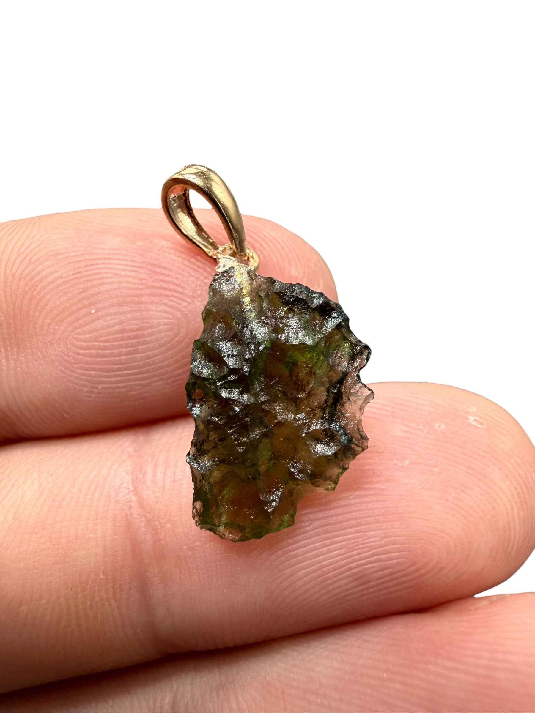 Ciondolo di moldavite placcato Oro Rosa 1g - SPP/V068