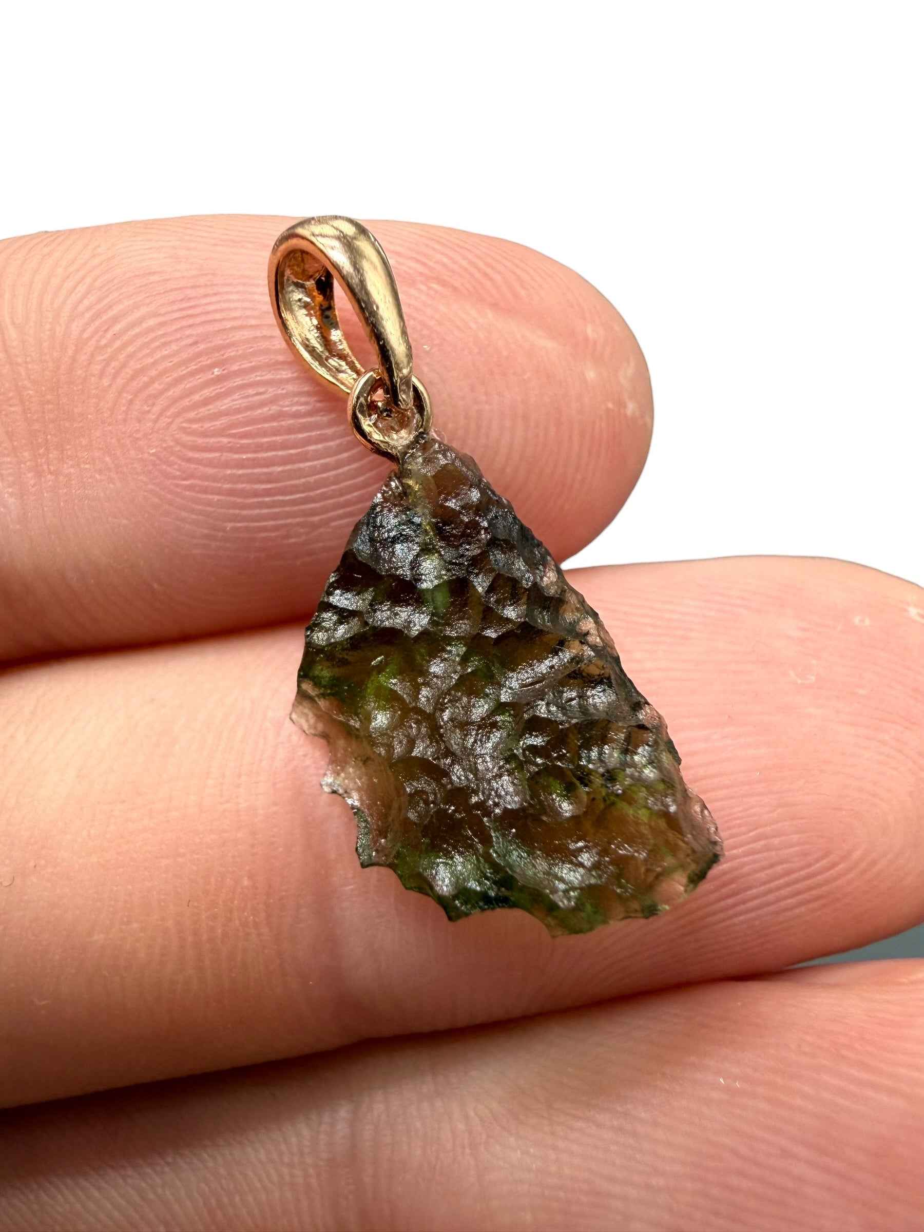 Ciondolo di moldavite placcato Oro Rosa 1g - SPP/V068