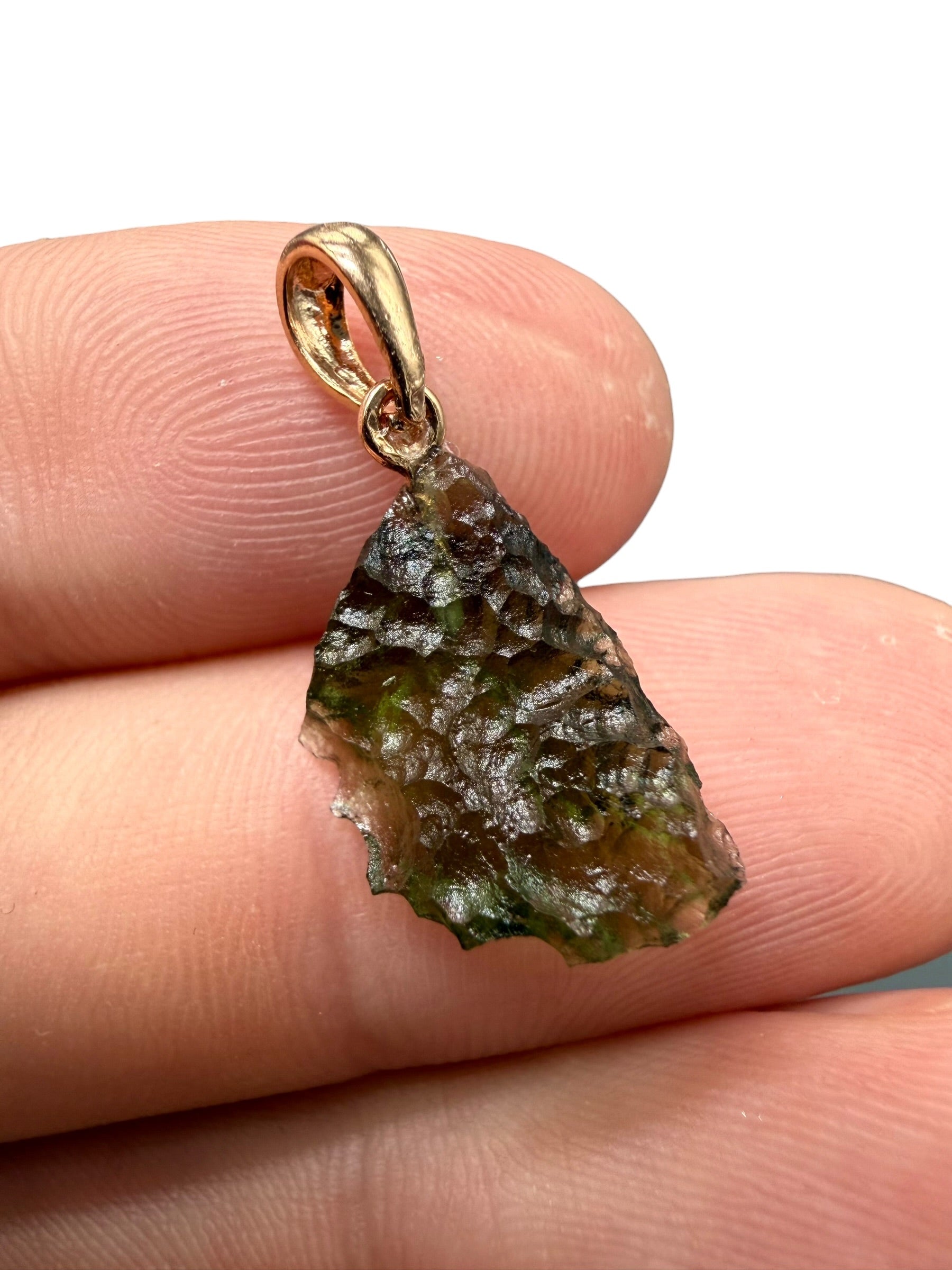 Moldavite pendant plated with rose gold 1g