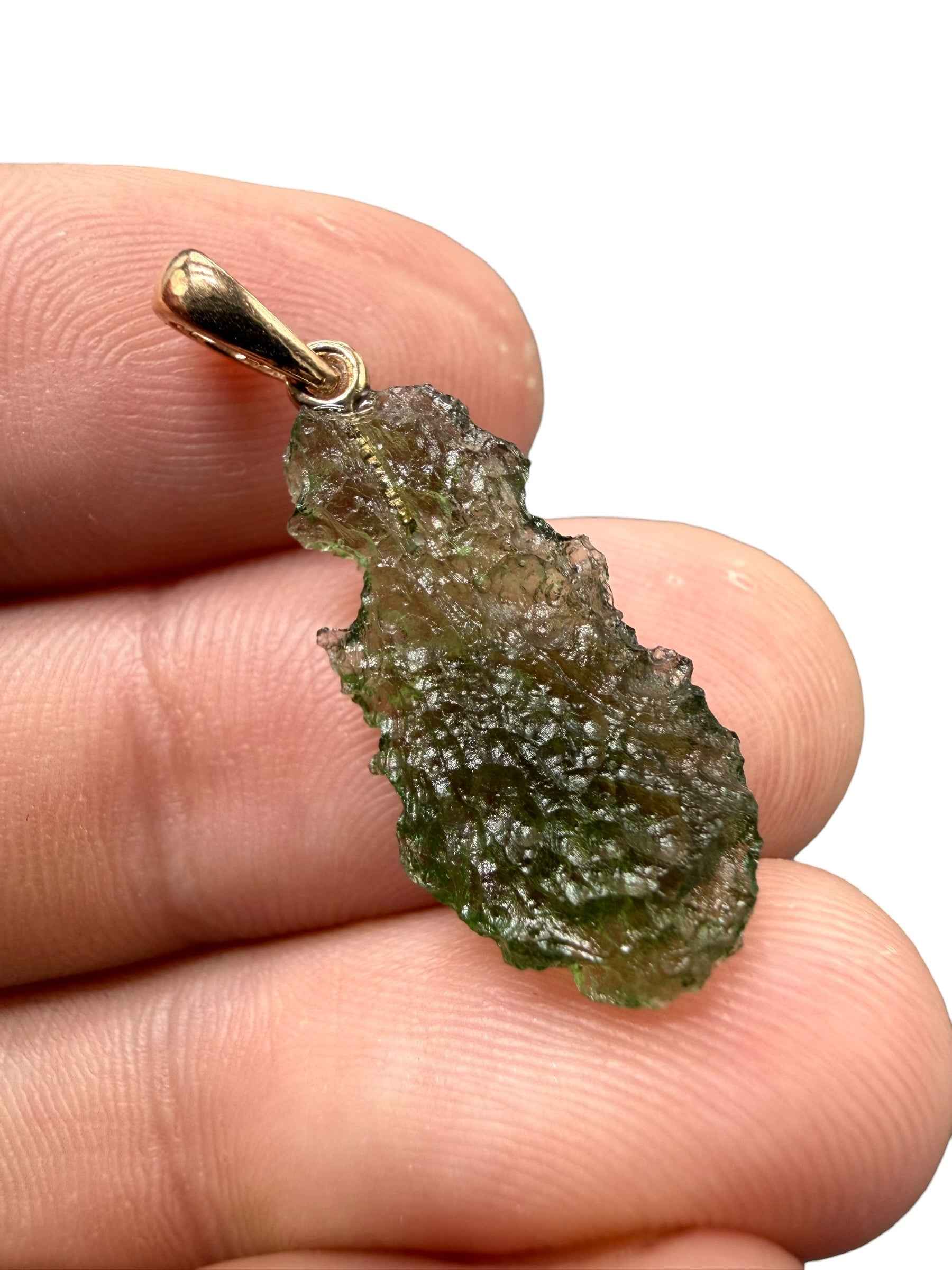 Ciondolo di moldavite placcato Oro Rosa 1,43g - SPP/V069