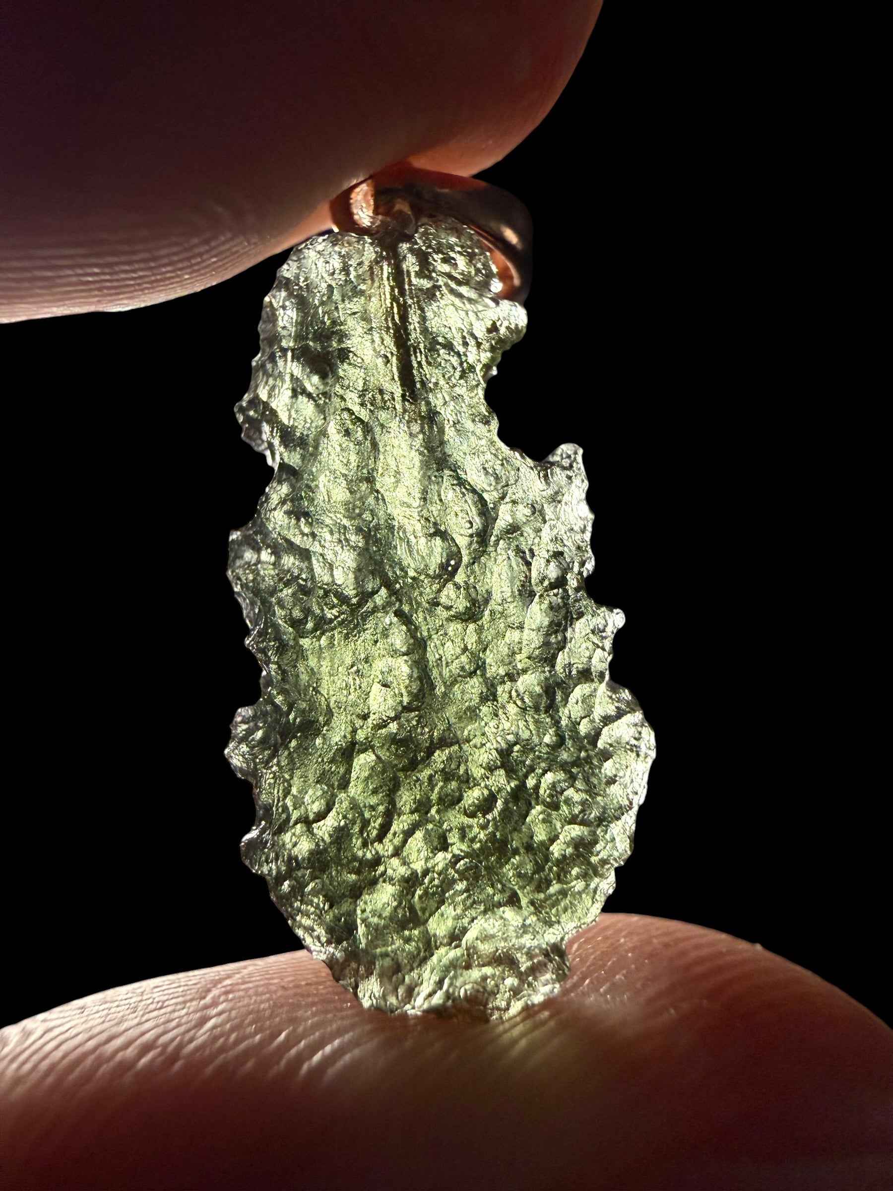 Ciondolo di moldavite placcato Oro Rosa 1,43g - SPP/V069