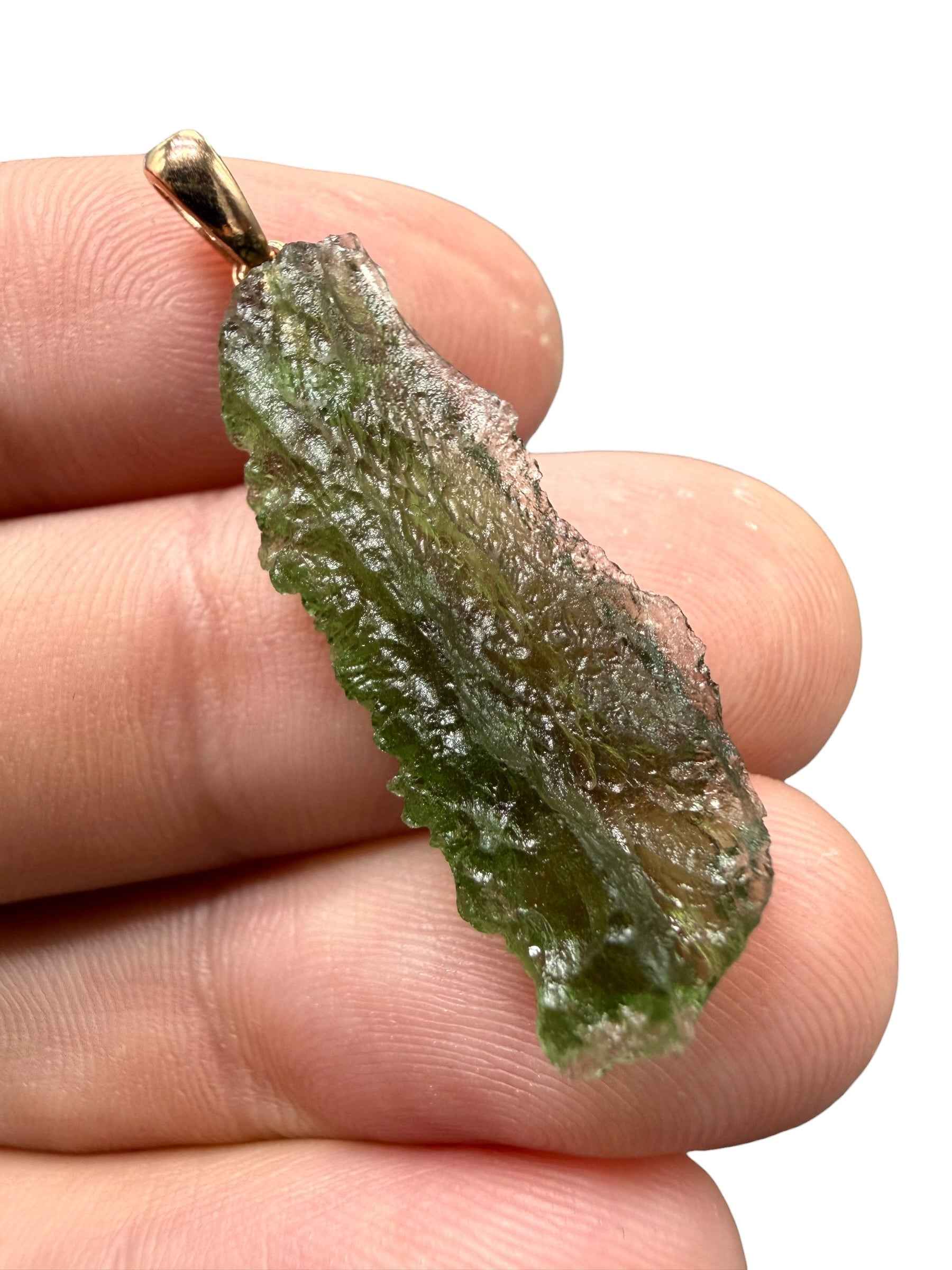 Ciondolo di moldavite placcato Oro Rosa 2,25g - SPP/V070
