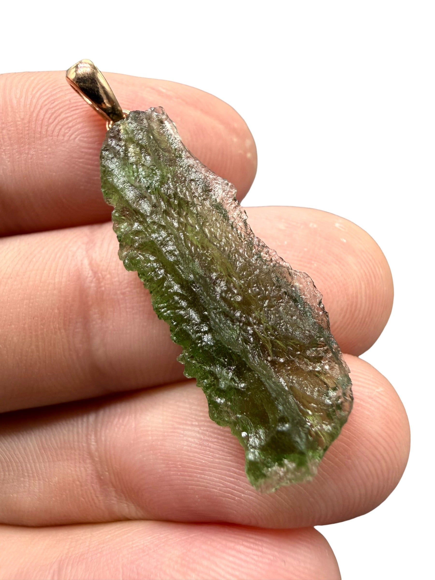 Moldavite pendant plated with rose gold 2,25g