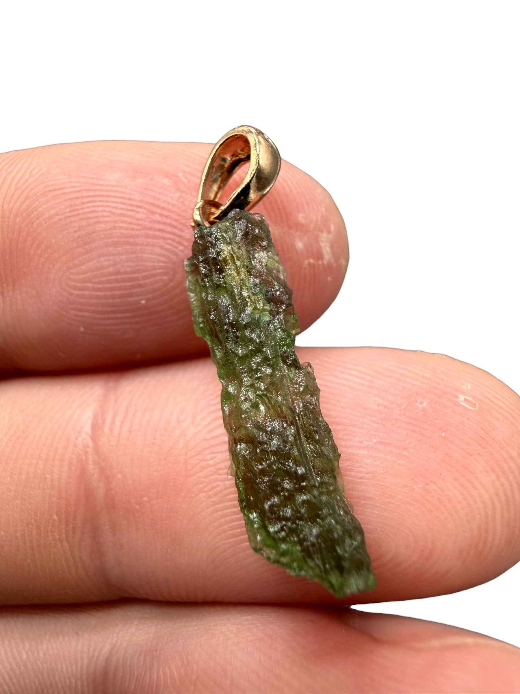 Ciondolo di moldavite placcato Oro Rosa 1g - SPP/V071