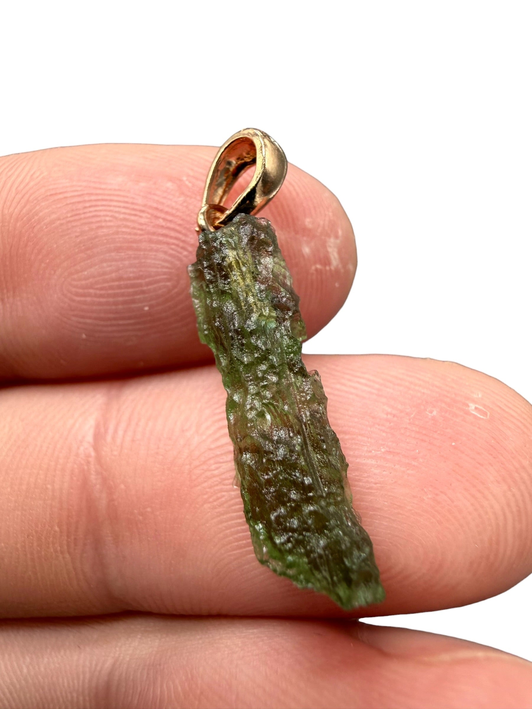Moldavite pendant plated with rose gold 1g - SPP/V071