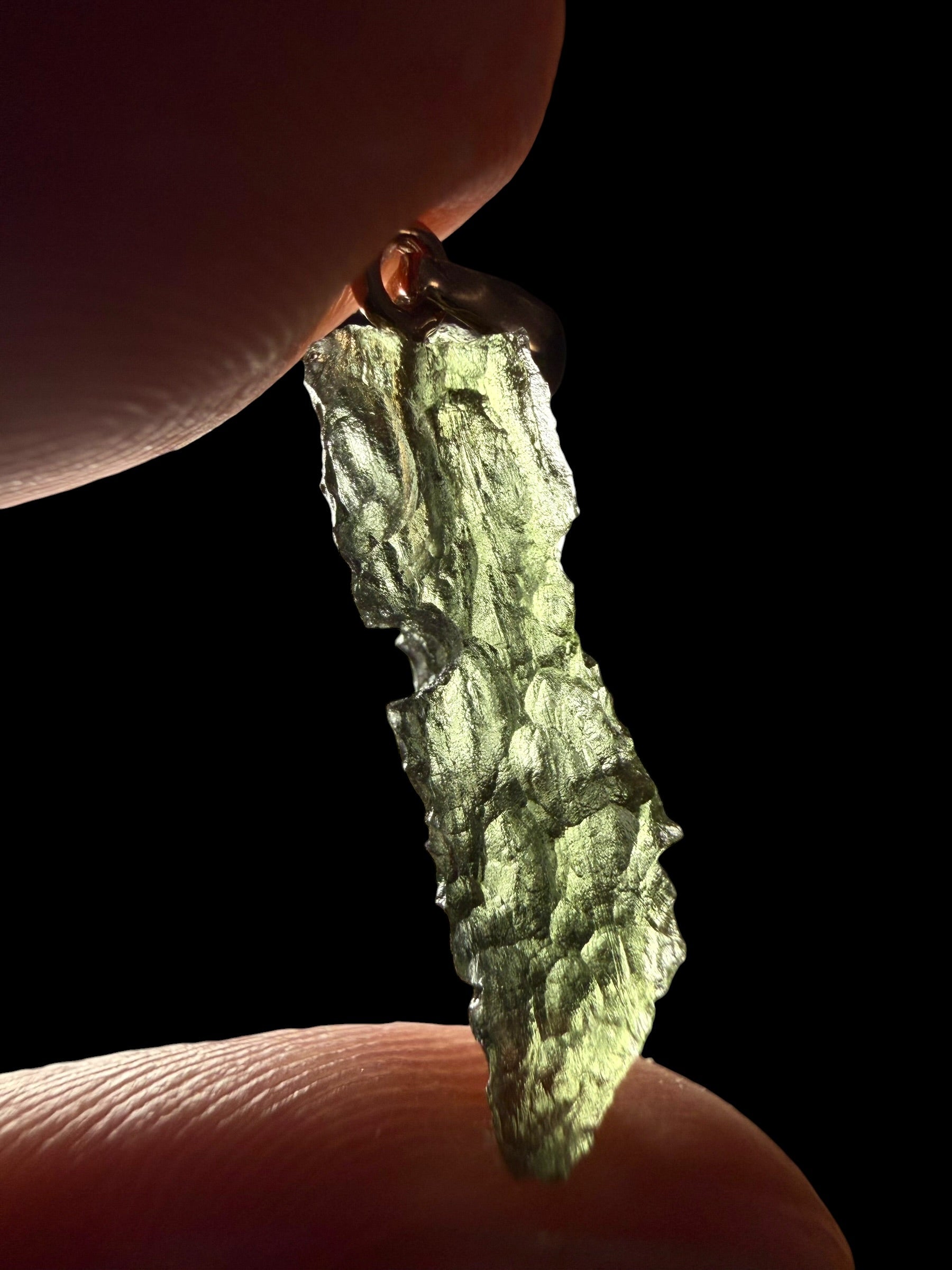 Moldavite pendant plated with rose gold 1g - SPP/V071