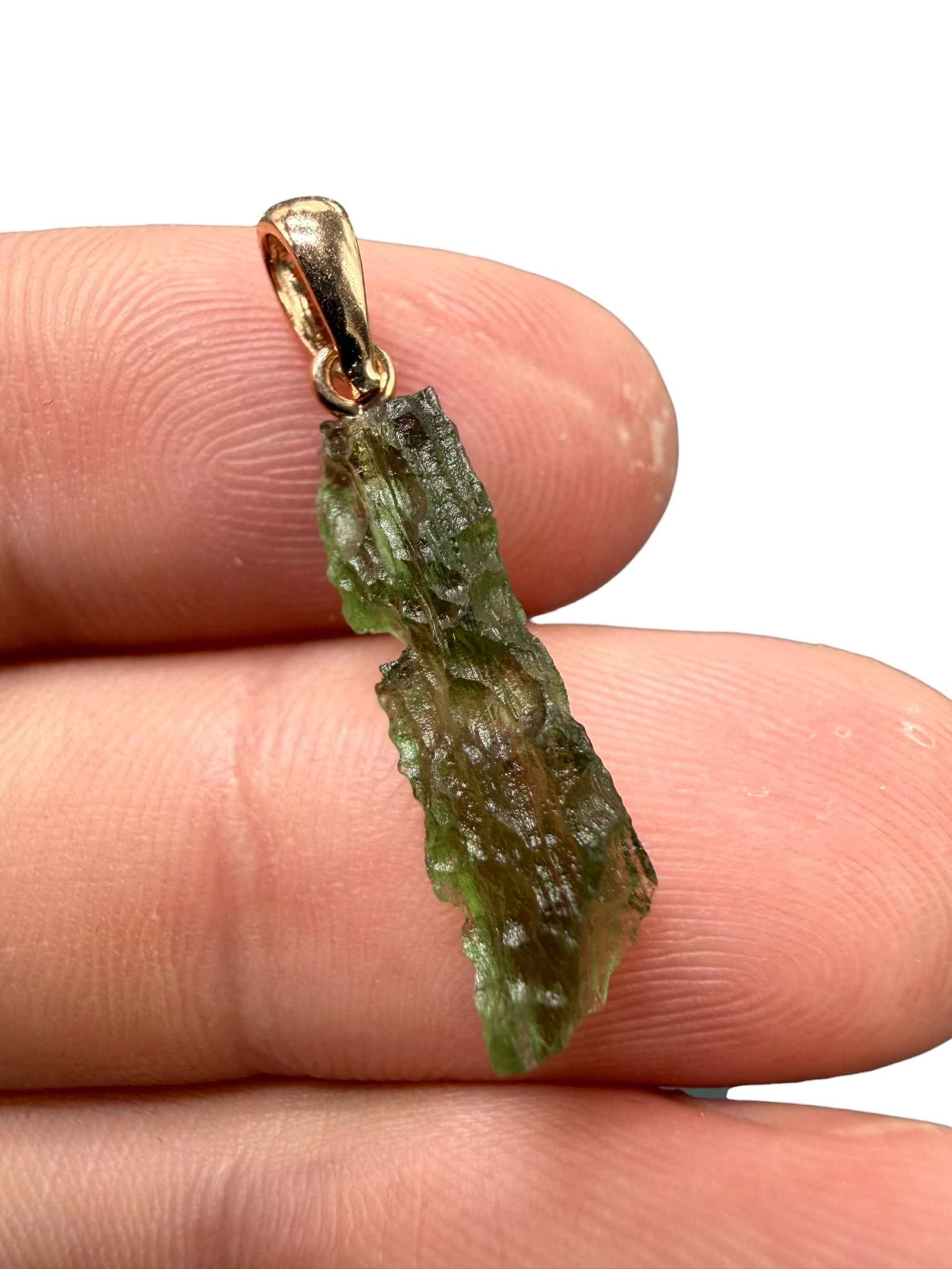 Ciondolo di moldavite placcato Oro Rosa 1g - SPP/V071