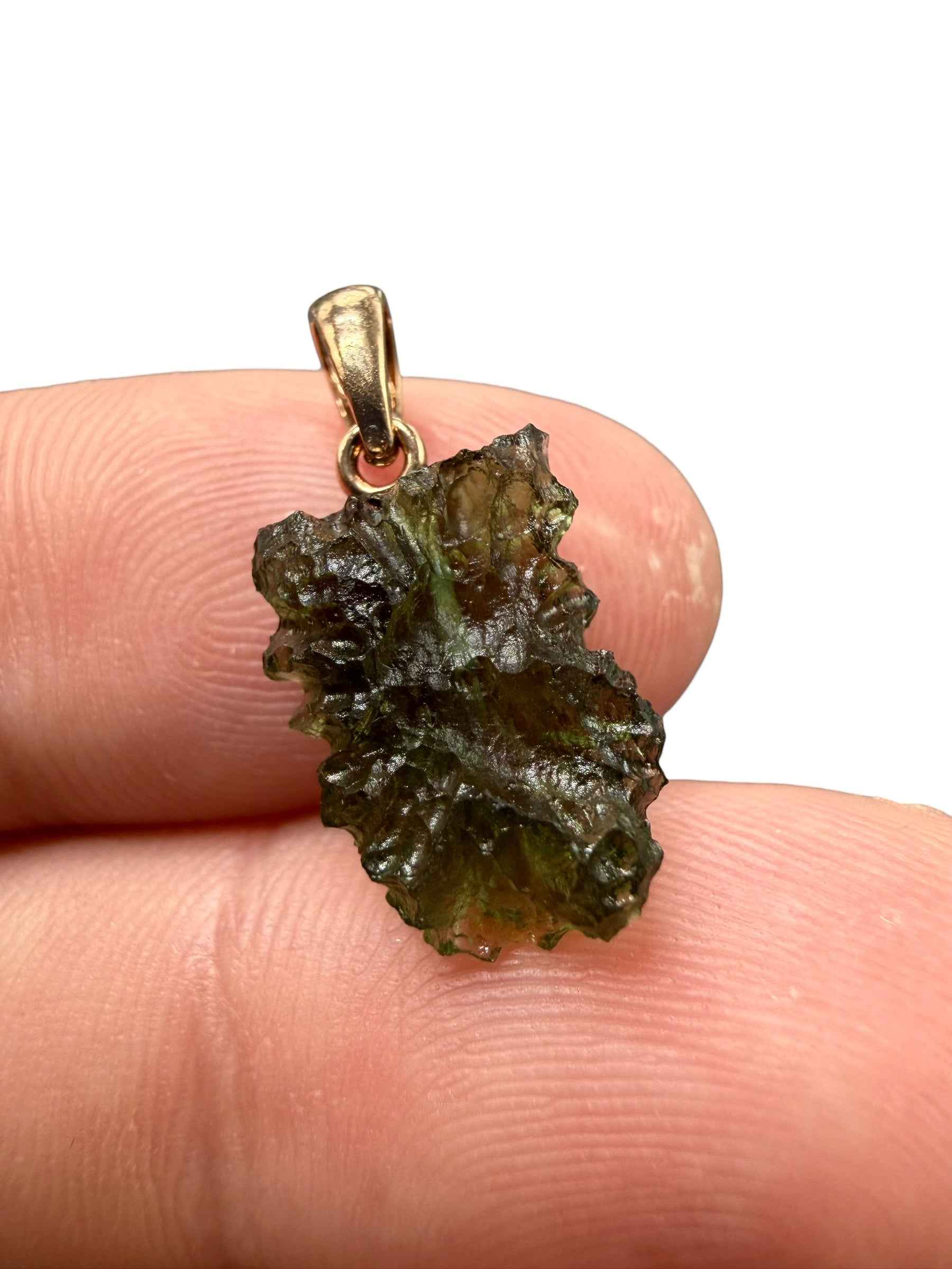 Ciondolo di moldavite placcato Oro Rosa 1,1g - SPP/V072