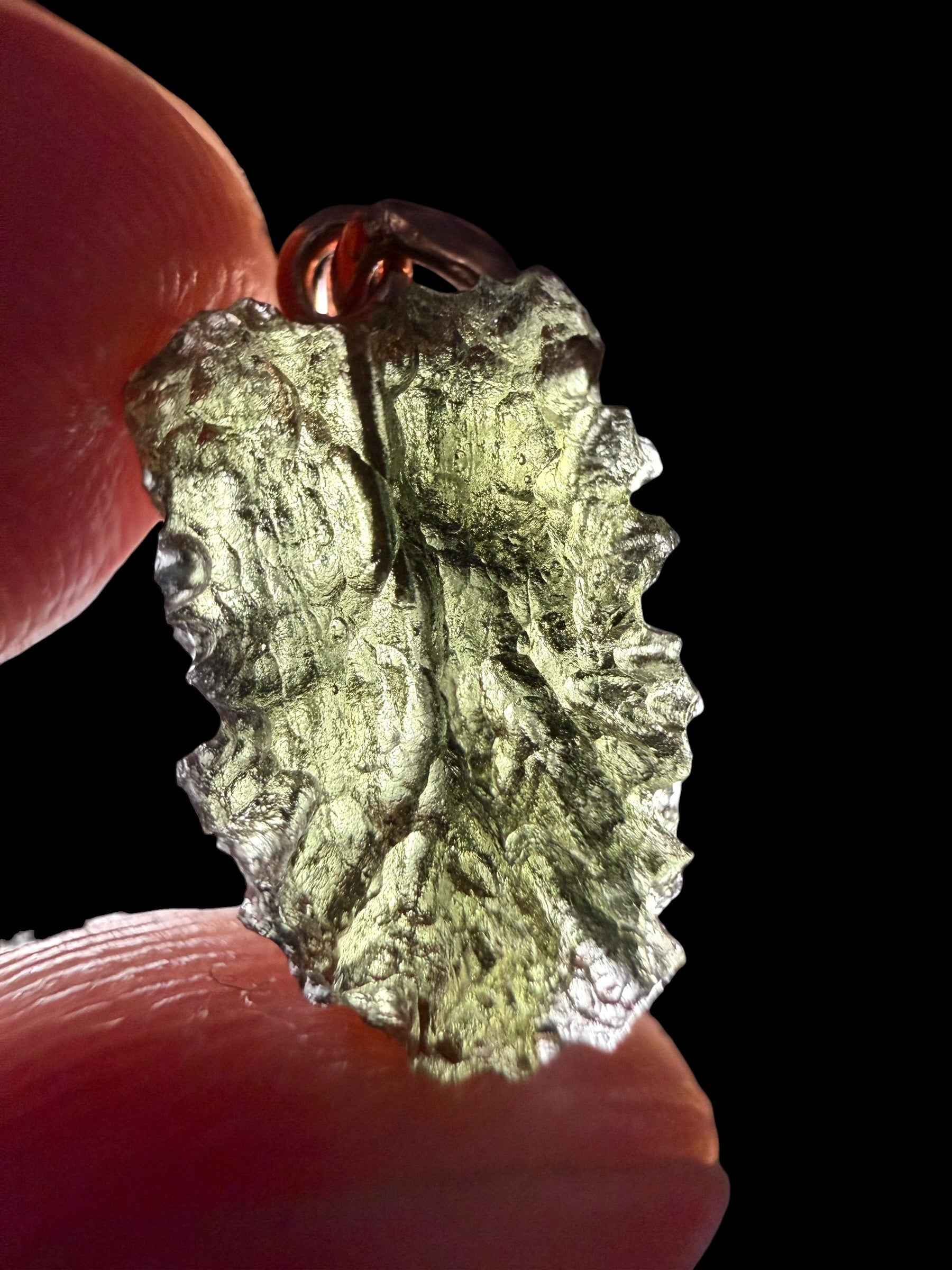 Ciondolo di moldavite placcato Oro Rosa 1,1g - SPP/V072