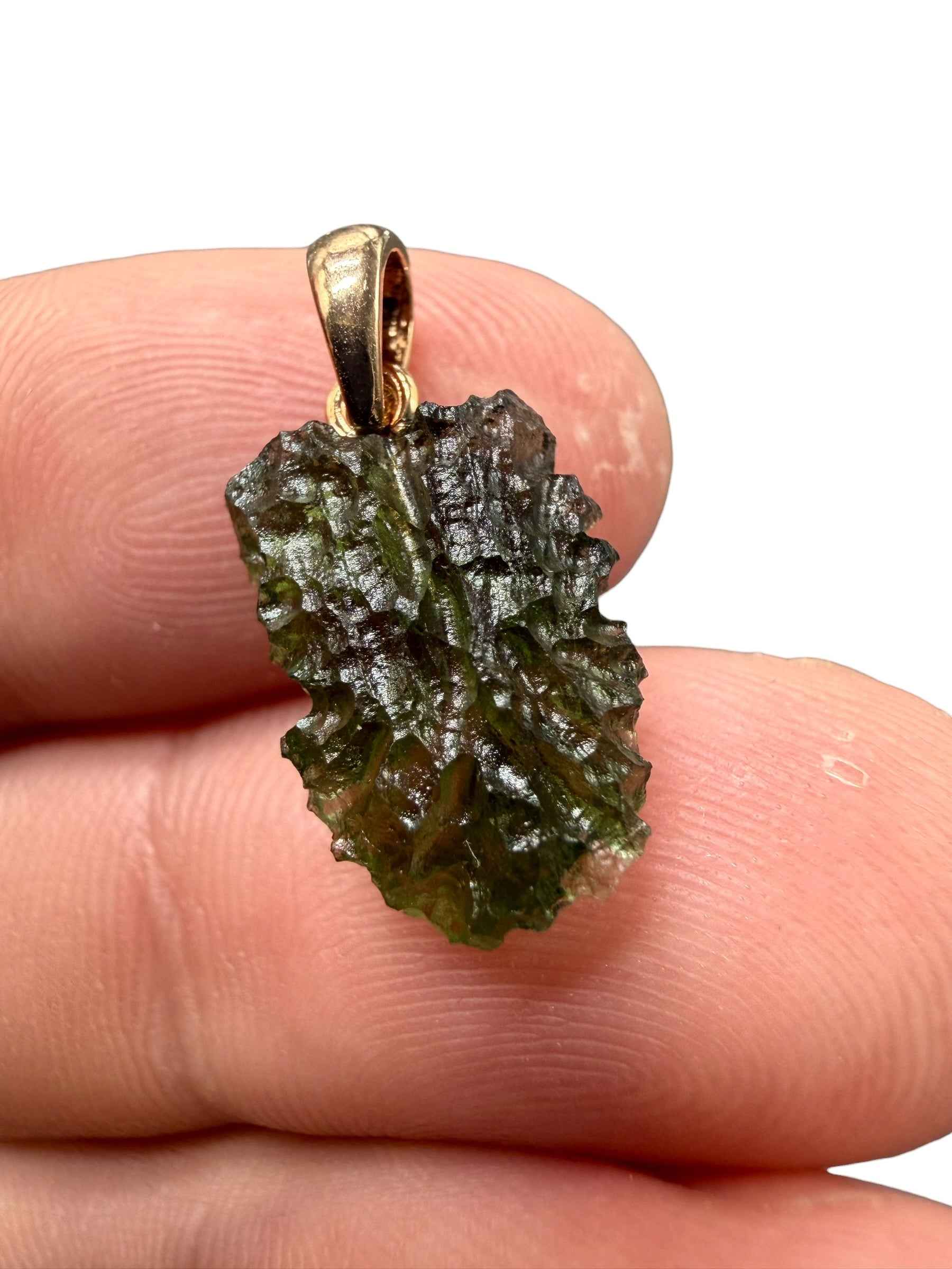 Ciondolo di moldavite placcato Oro Rosa 1,1g - SPP/V072