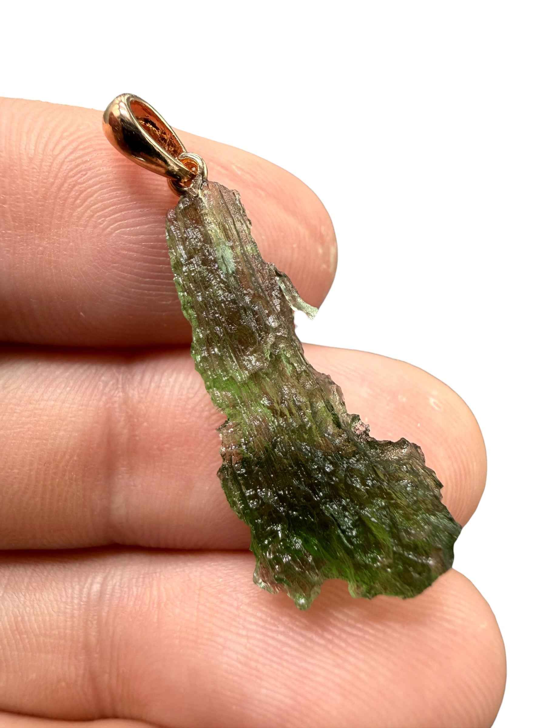 Ciondolo di moldavite placcato Oro Rosa 1,8g - SPP/V073