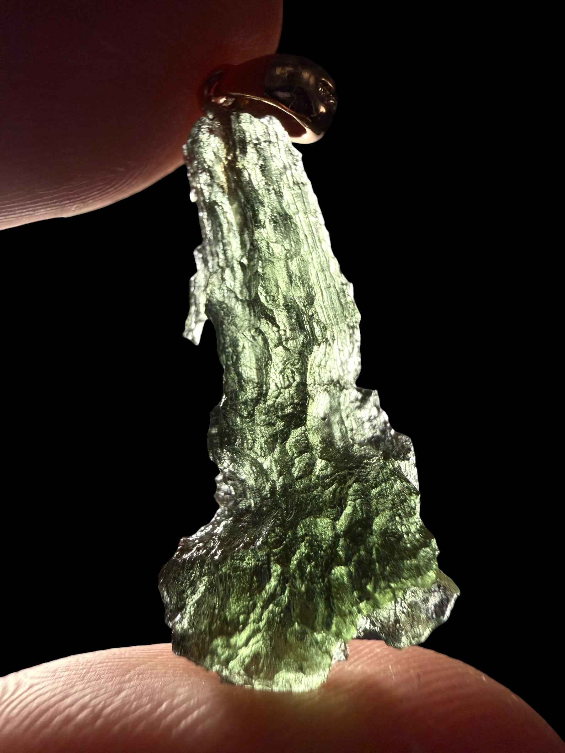 Ciondolo di moldavite placcato Oro Rosa 1,8g - SPP/V073