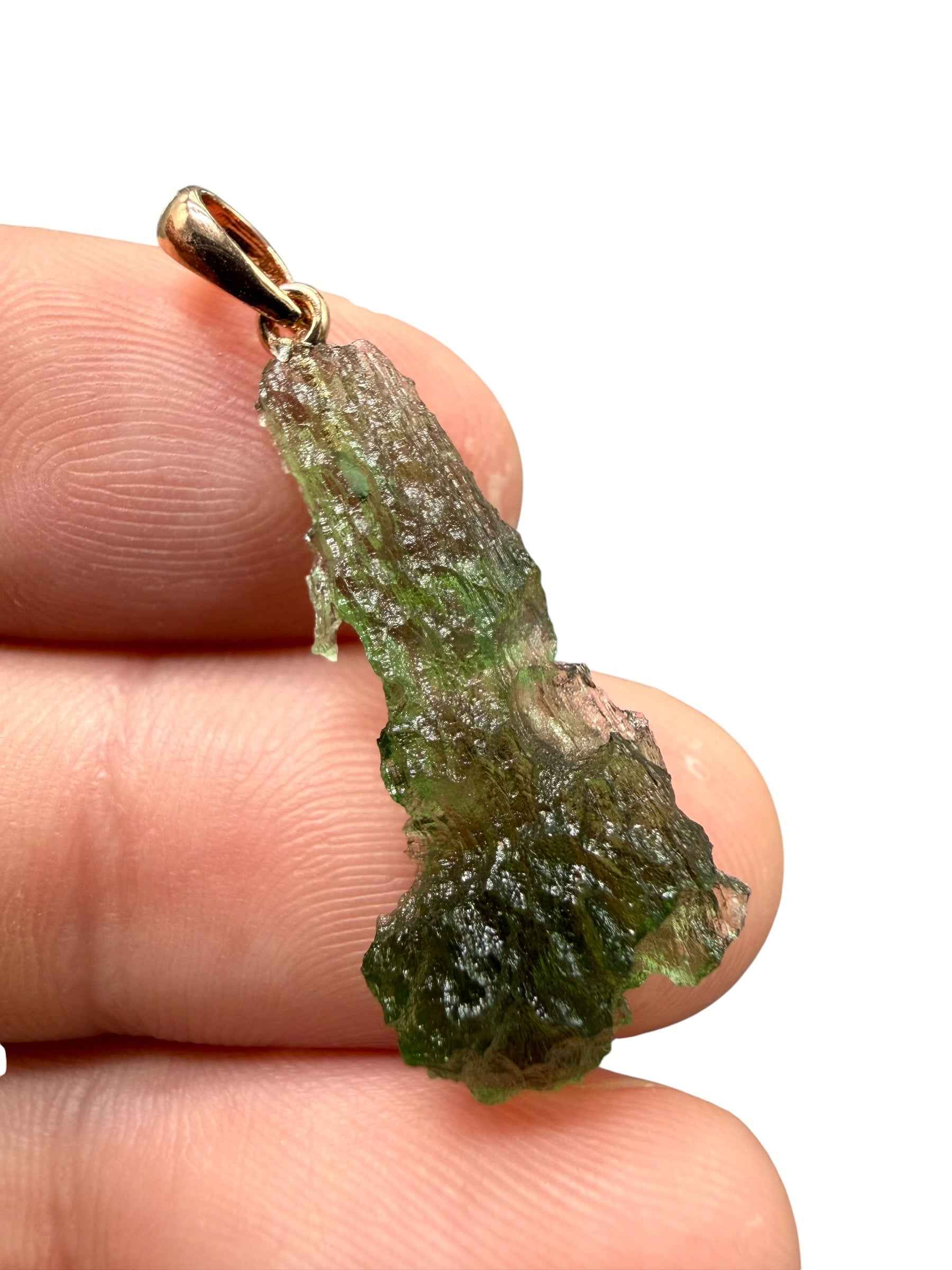 Ciondolo di moldavite placcato Oro Rosa 1,8g - SPP/V073