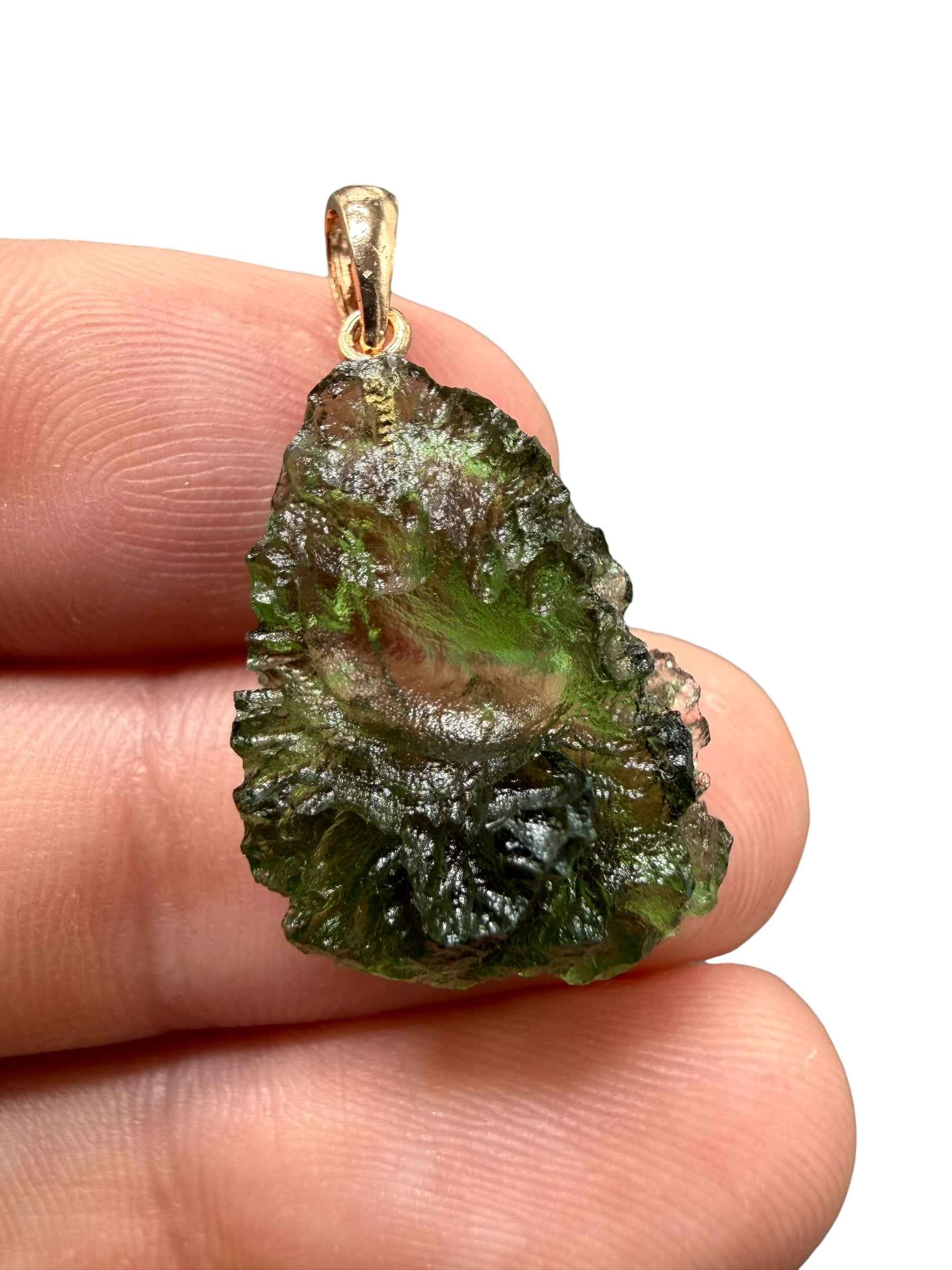 Ciondolo di moldavite placcato Oro Rosa 2,5g - SPP/V074