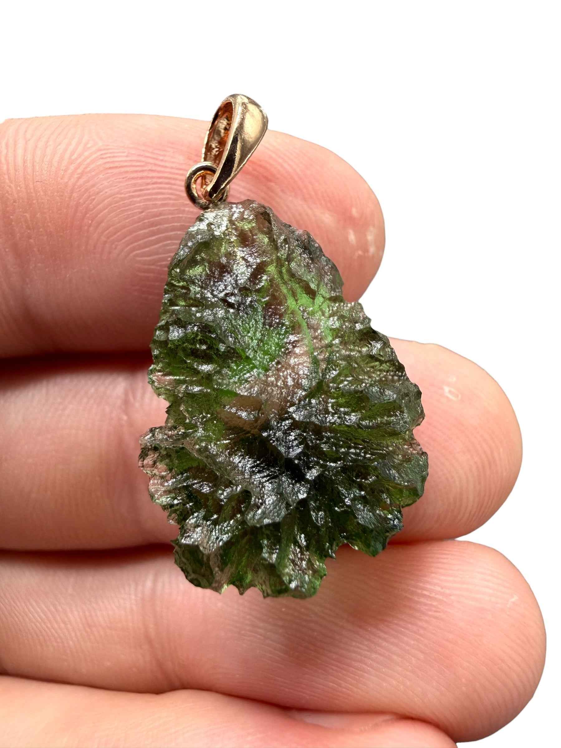 Ciondolo di moldavite placcato Oro Rosa 2,5g - SPP/V074