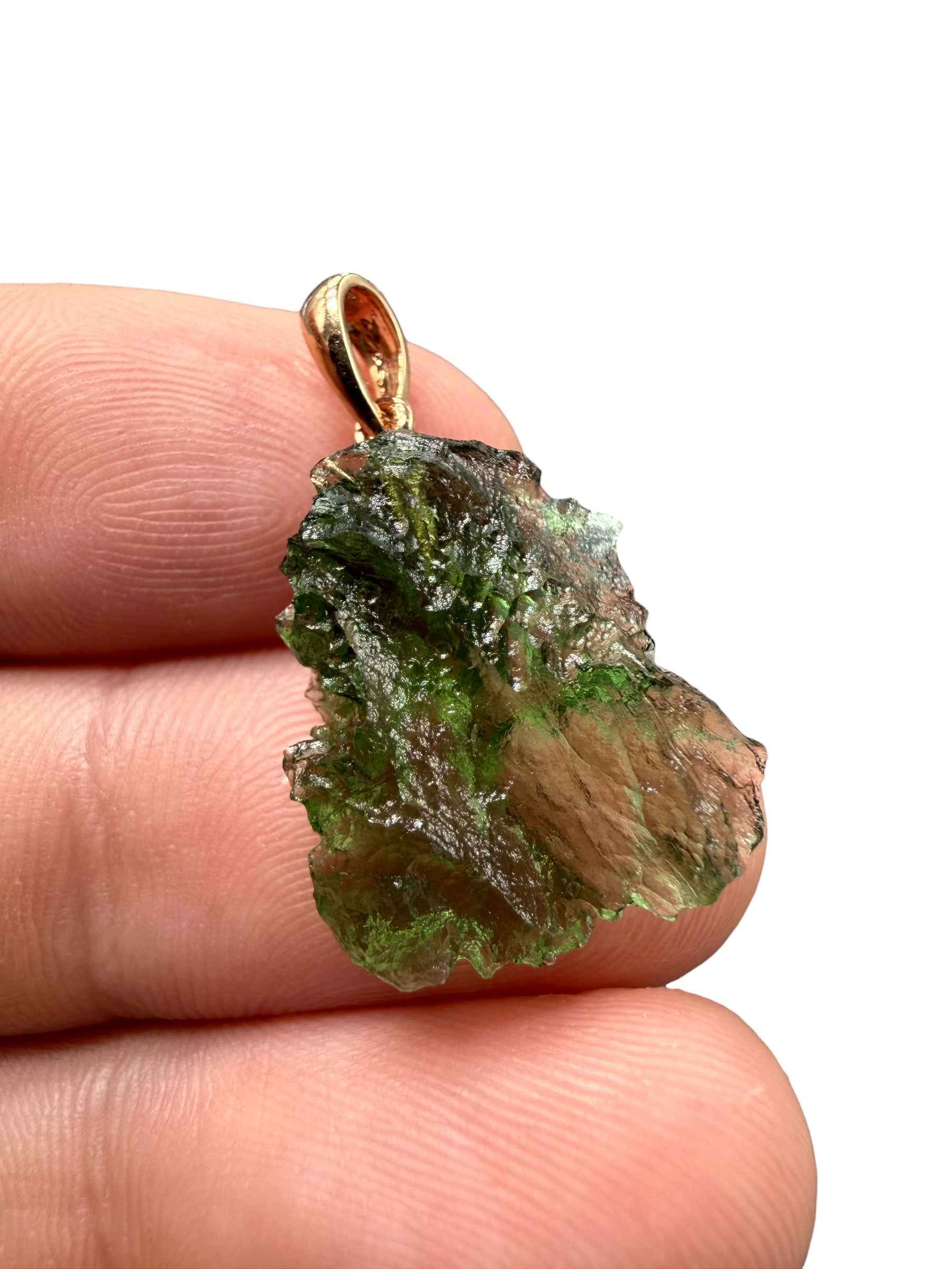Ciondolo di moldavite placcato Oro Rosa 2g - SPP/V075