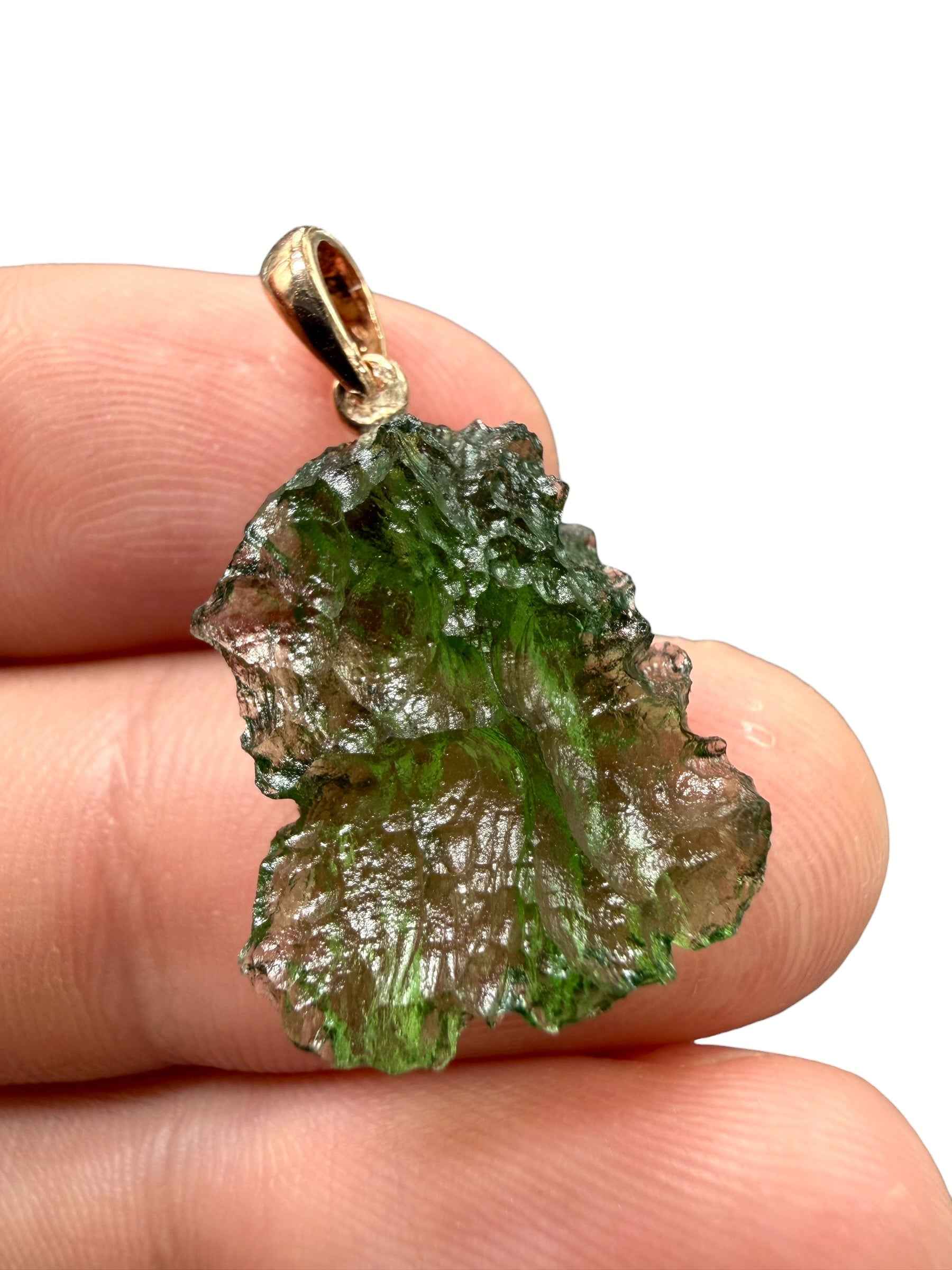 Ciondolo di moldavite placcato Oro Rosa 2g - SPP/V075