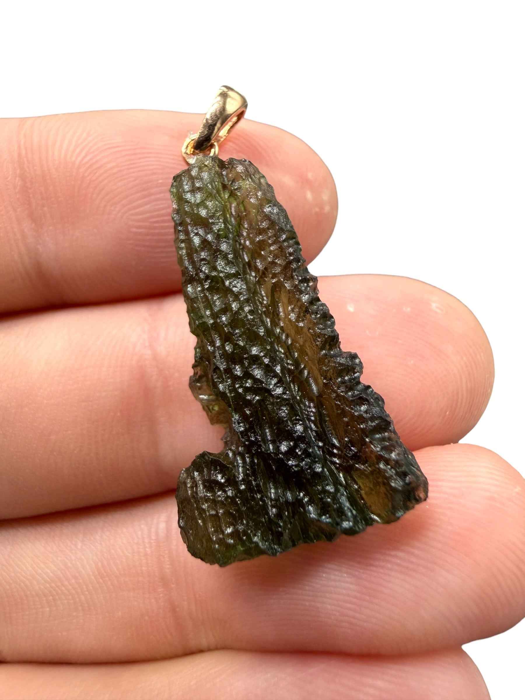 Ciondolo di moldavite placcato Oro Rosa 2,85g - SPP/V076