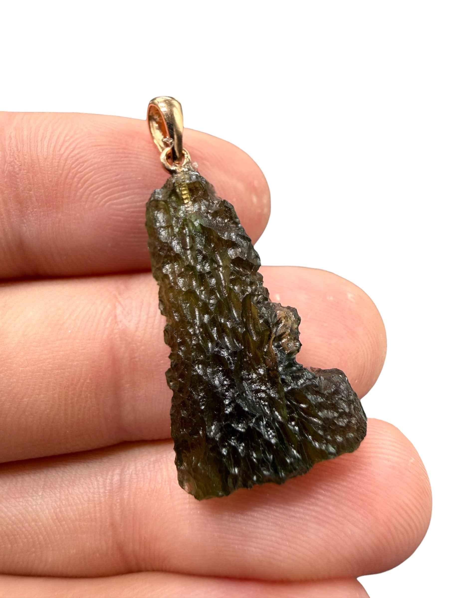 Ciondolo di moldavite placcato Oro Rosa 2,85g - SPP/V076