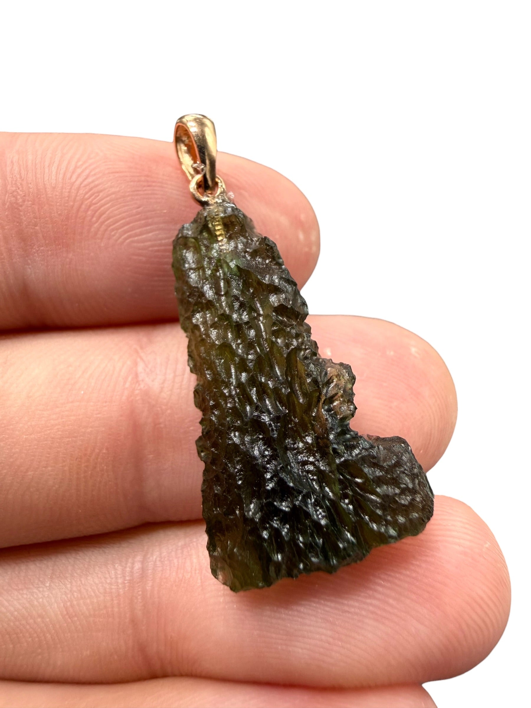 Moldavite pendant plated with rose gold 2,85g