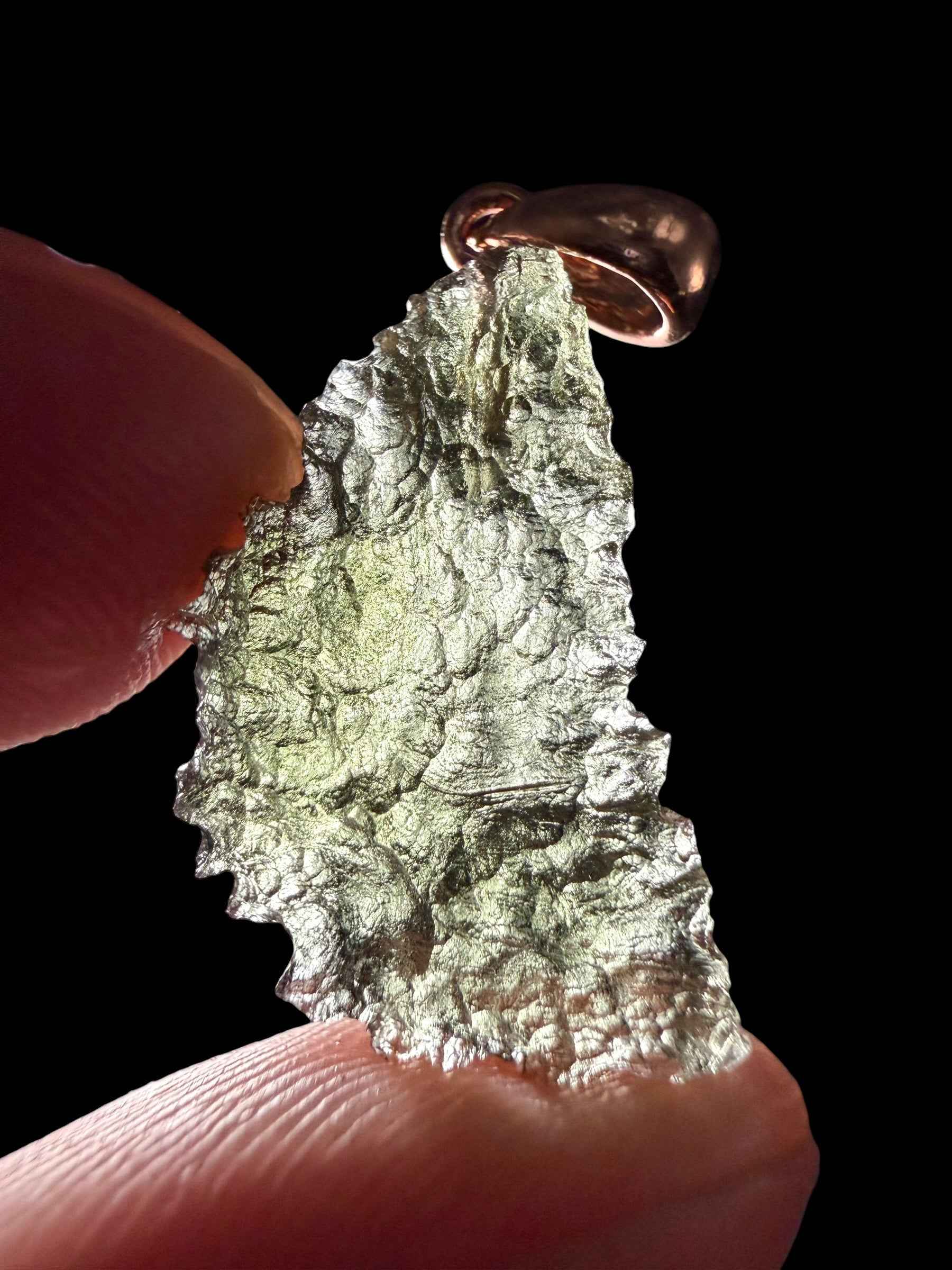 Ciondolo di moldavite placcato Oro Rosa 1,33g - SPP/V077