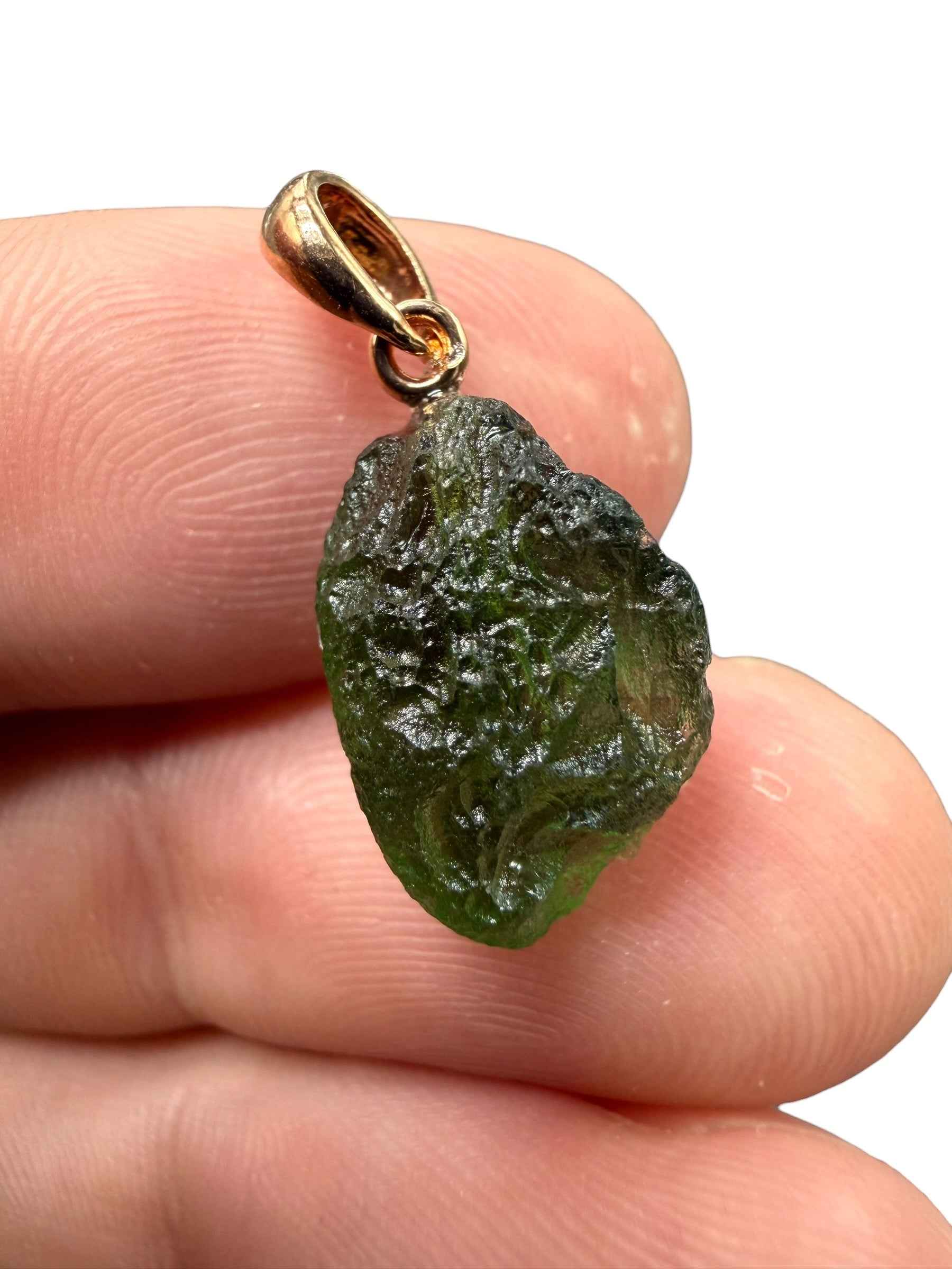 Ciondolo di moldavite placcato Oro Rosa 1,4g - SPP/V078