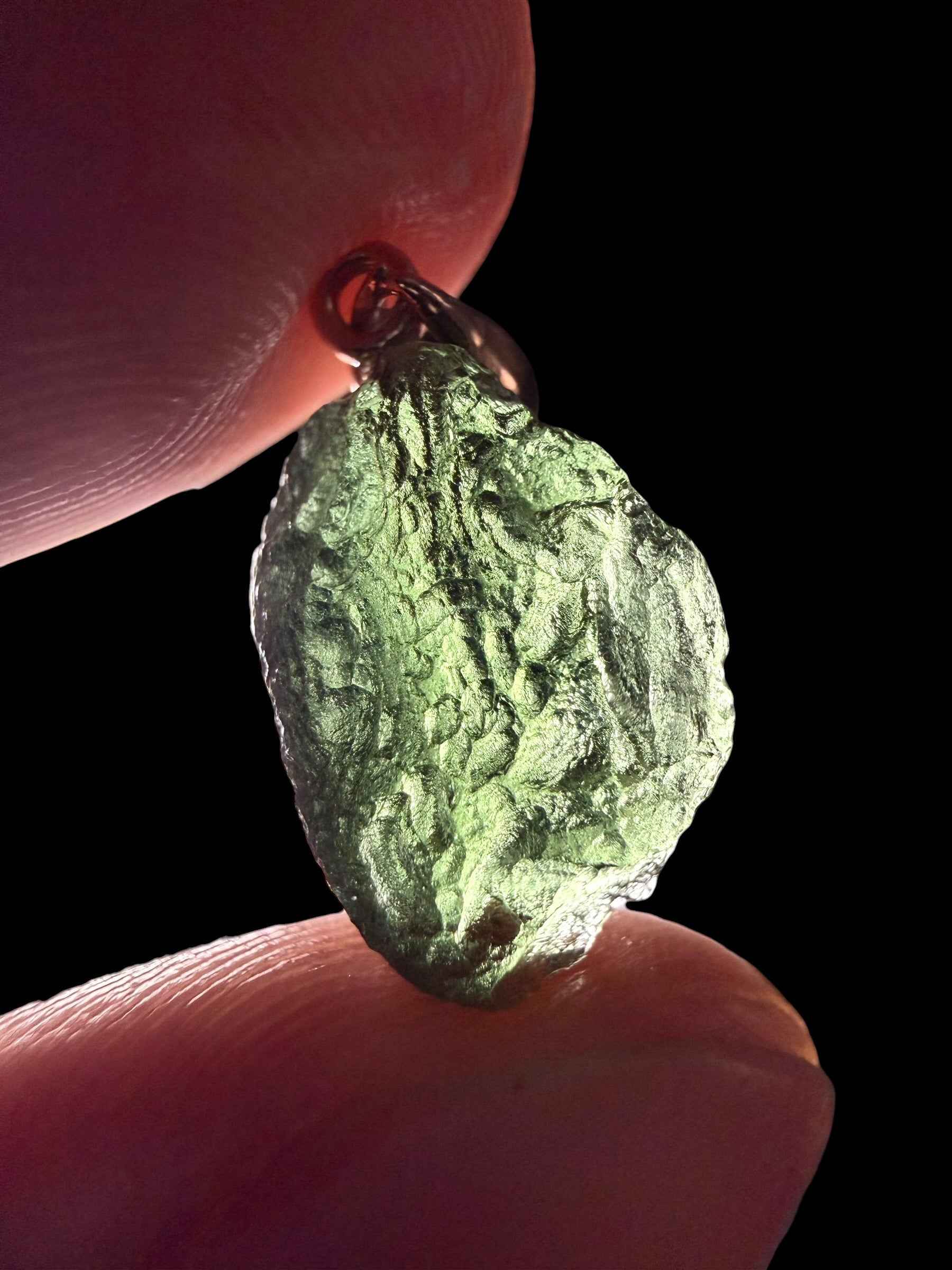 Ciondolo di moldavite placcato Oro Rosa 1,4g - SPP/V078