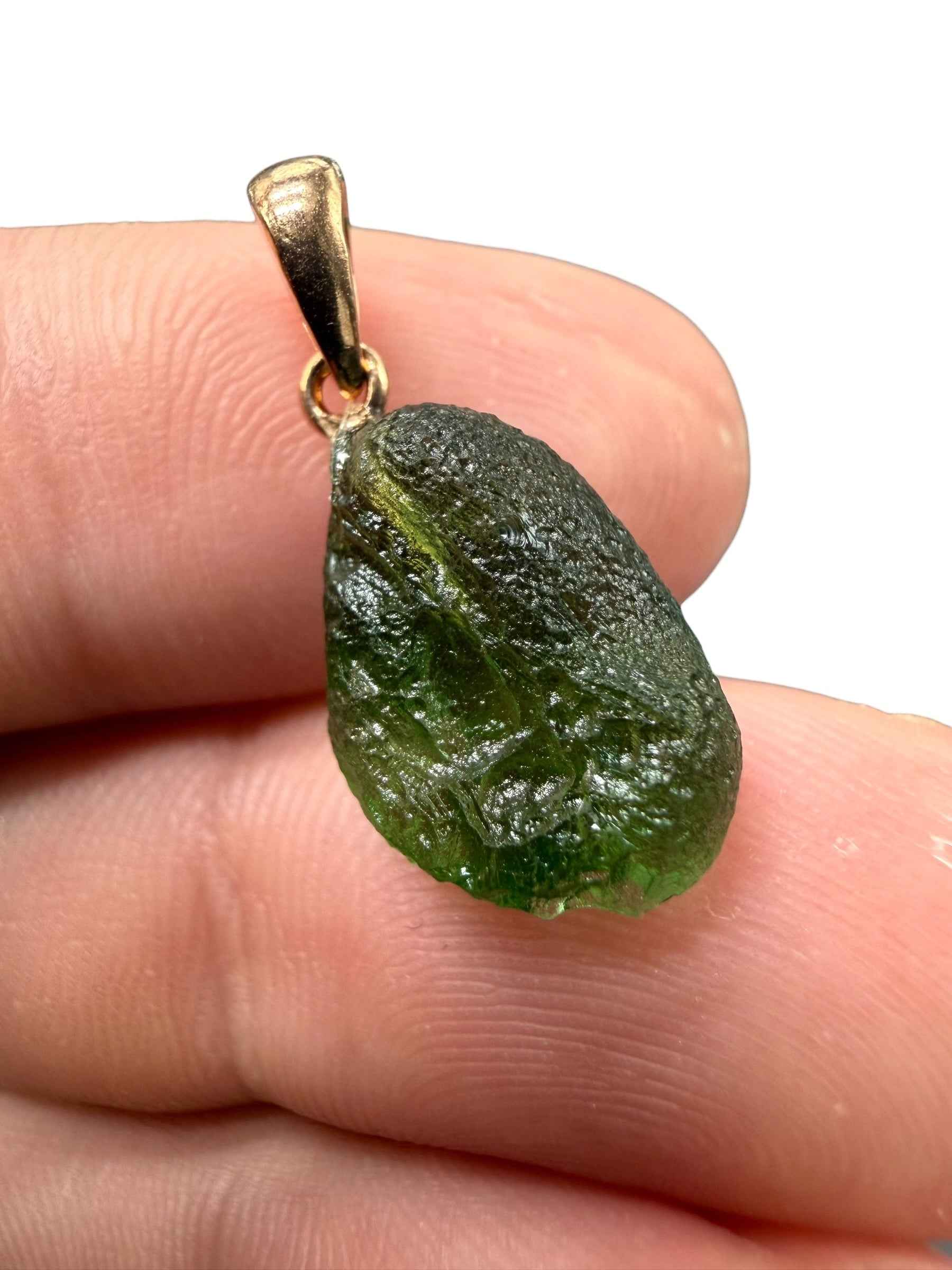 Ciondolo di moldavite placcato Oro Rosa 1,4g - SPP/V078
