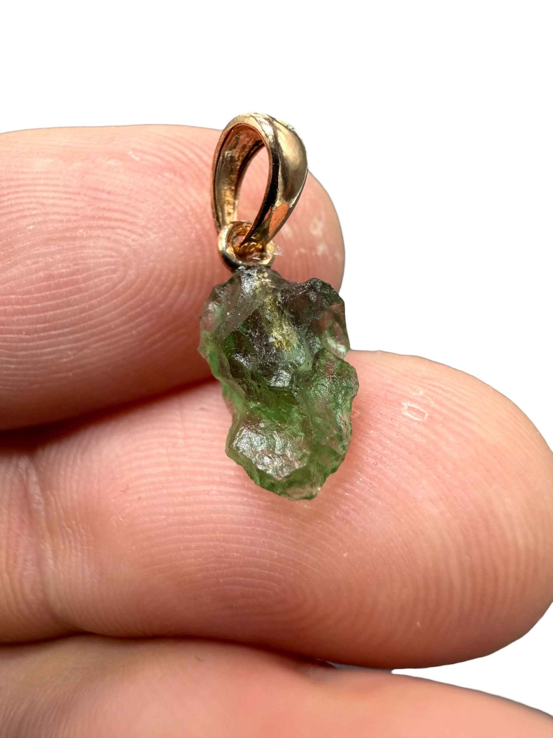 Ciondolo di moldavite placcato Oro Rosa 0,55g - SPP/V079