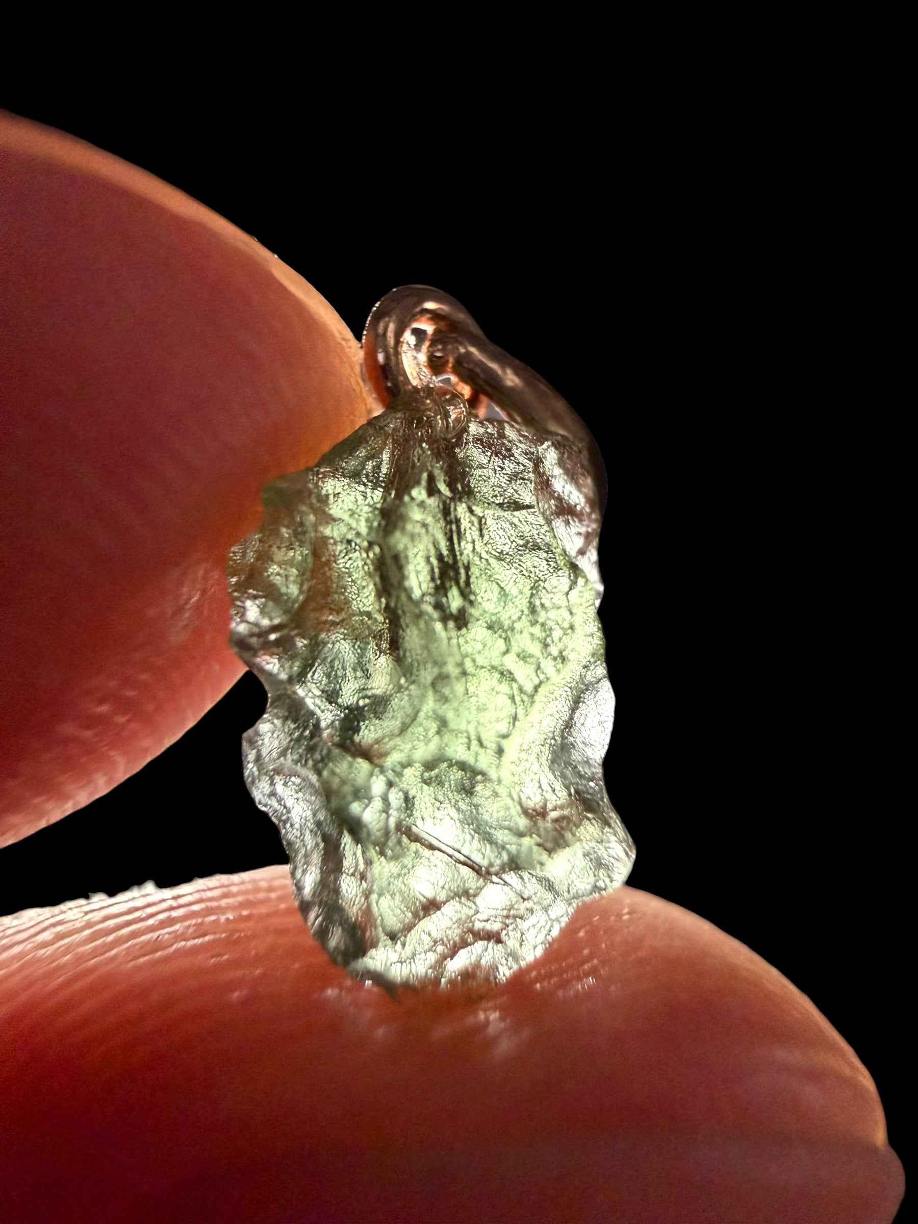 Ciondolo di moldavite placcato Oro Rosa 0,55g - SPP/V079