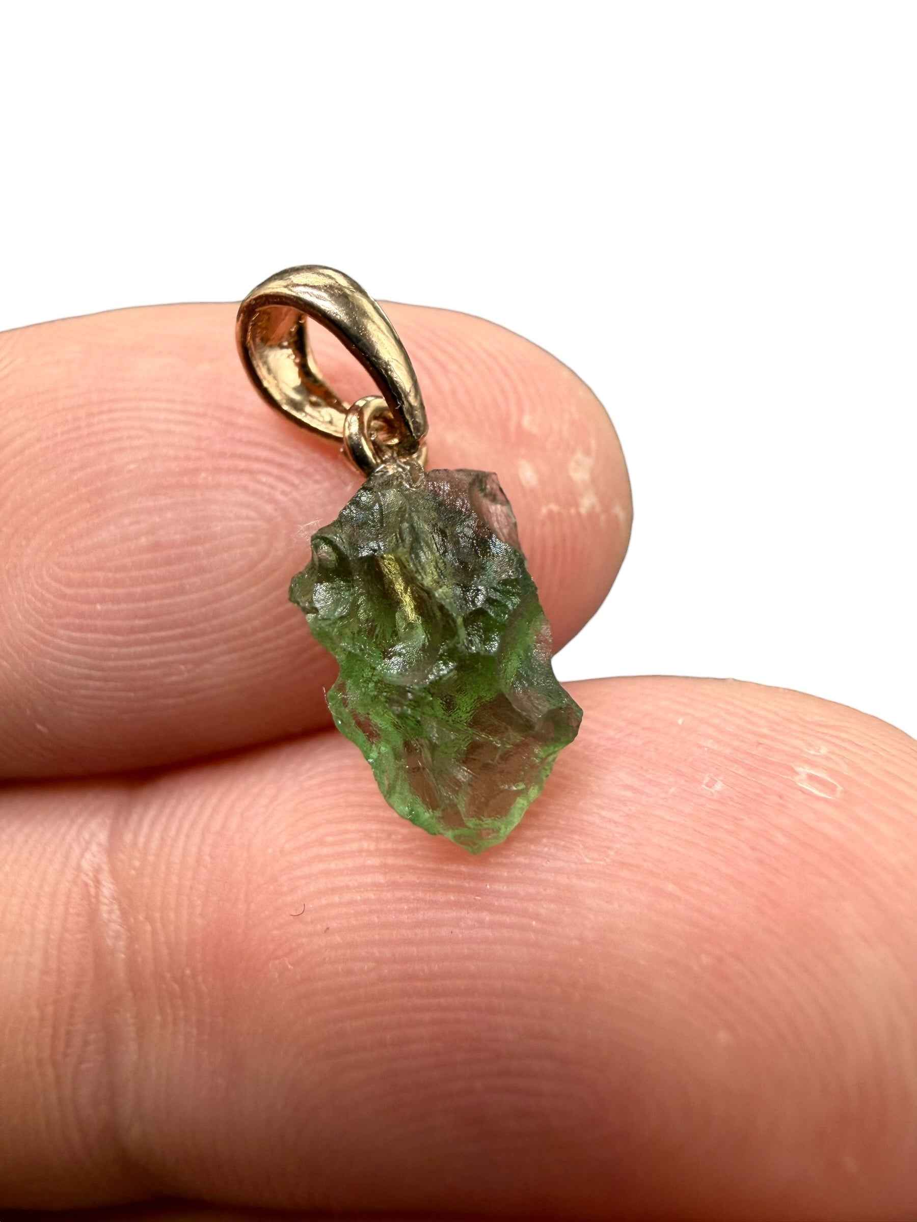 Ciondolo di moldavite placcato Oro Rosa 0,55g - SPP/V079