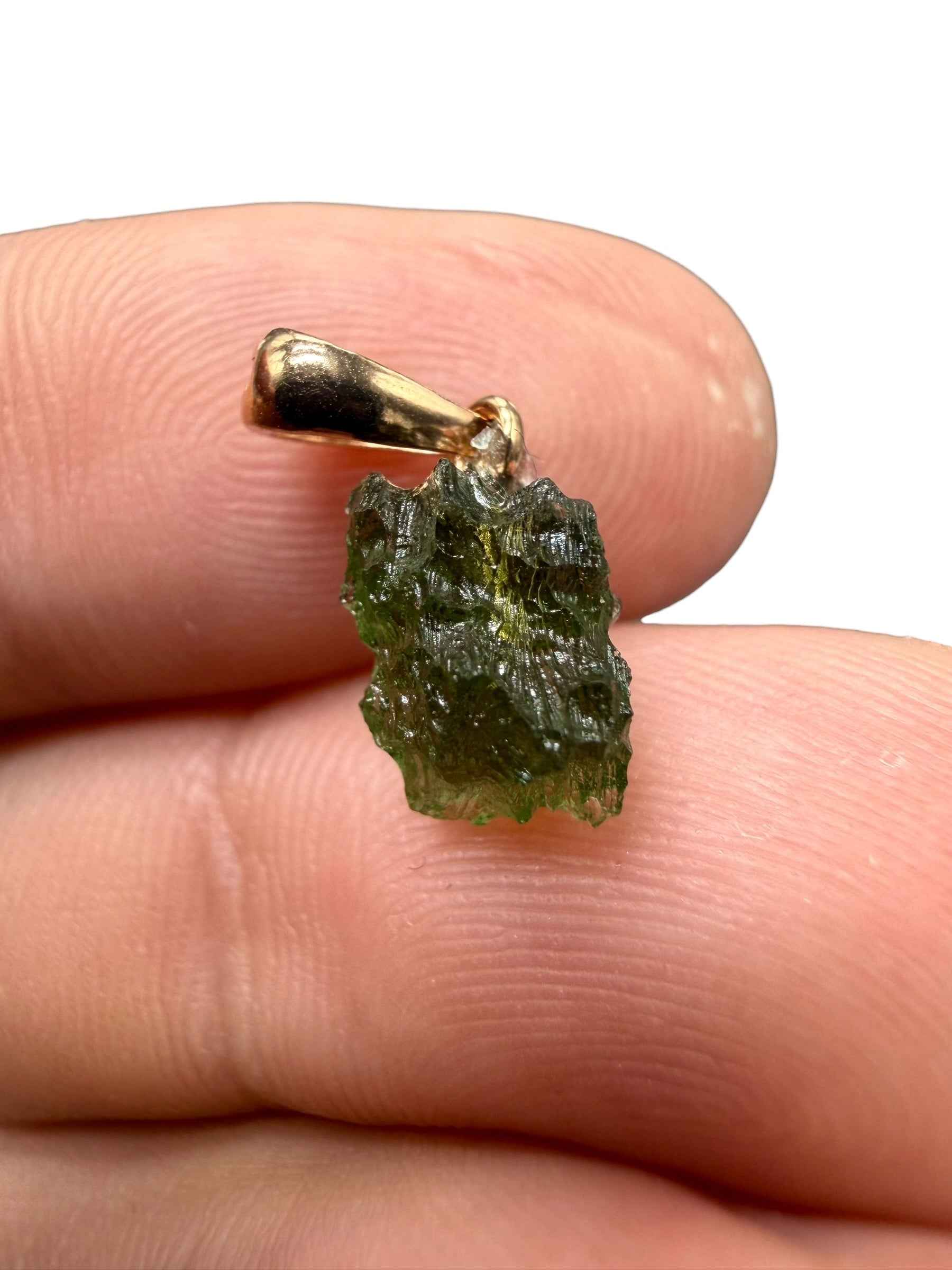 Ciondolo di moldavite placcato Oro Rosa 0,61g - SPP/V080