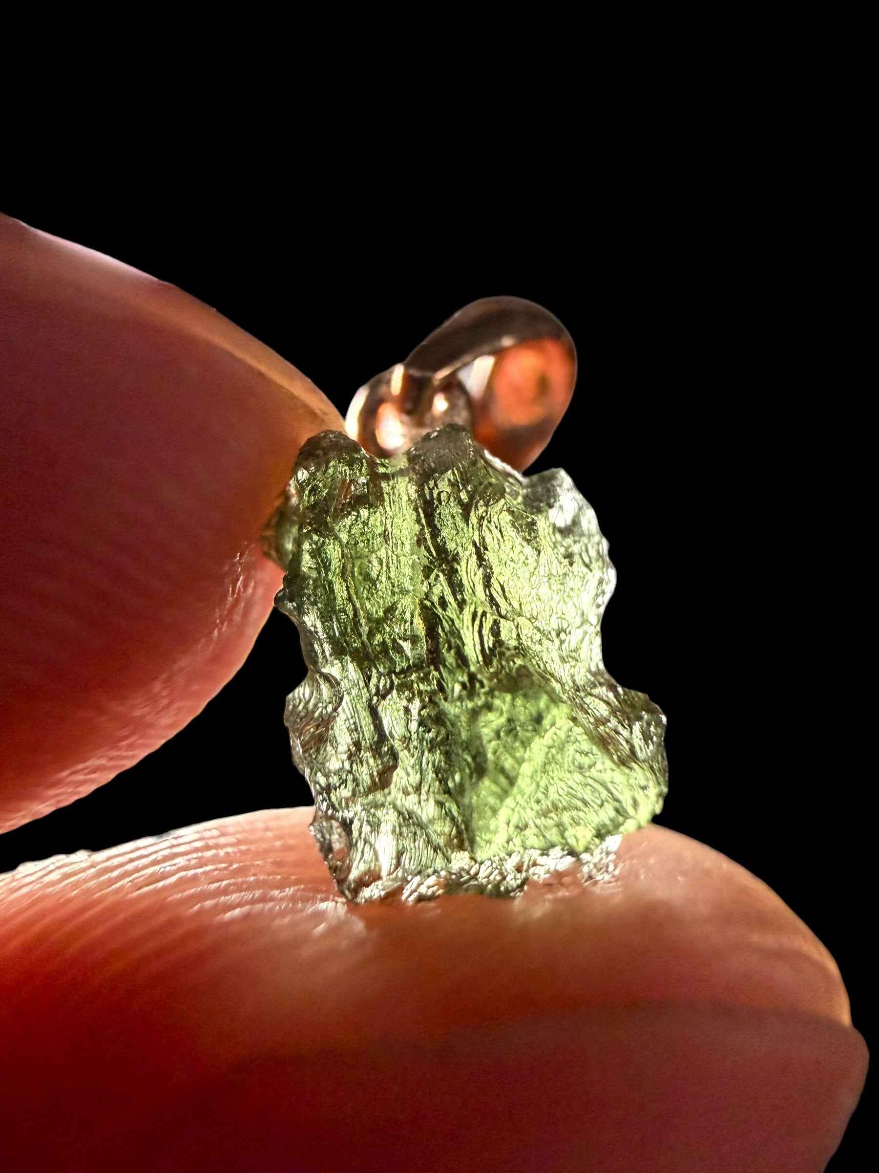 Ciondolo di moldavite placcato Oro Rosa 0,61g - SPP/V080