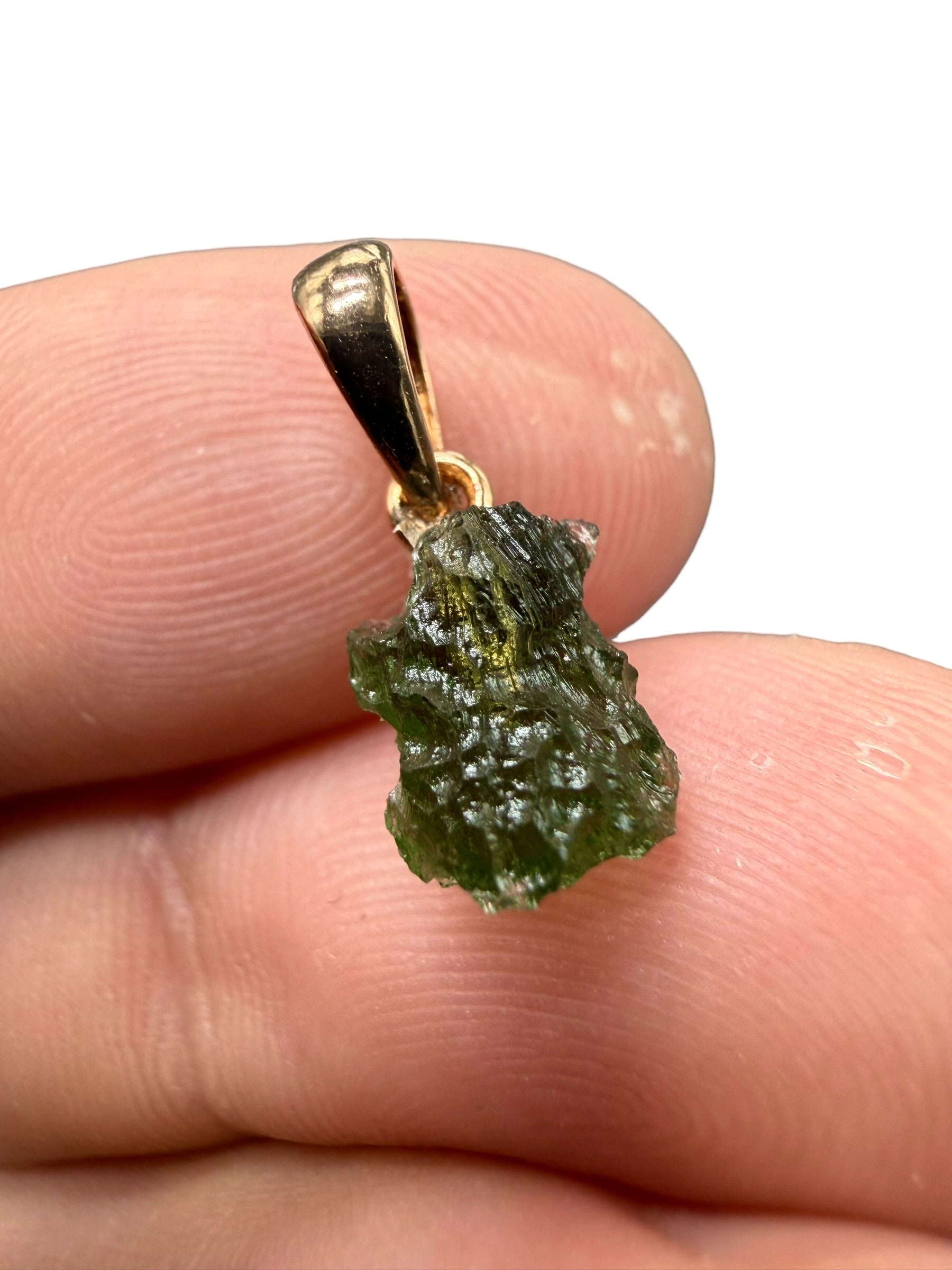 Moldavite pendant plated with rose gold 0,61g