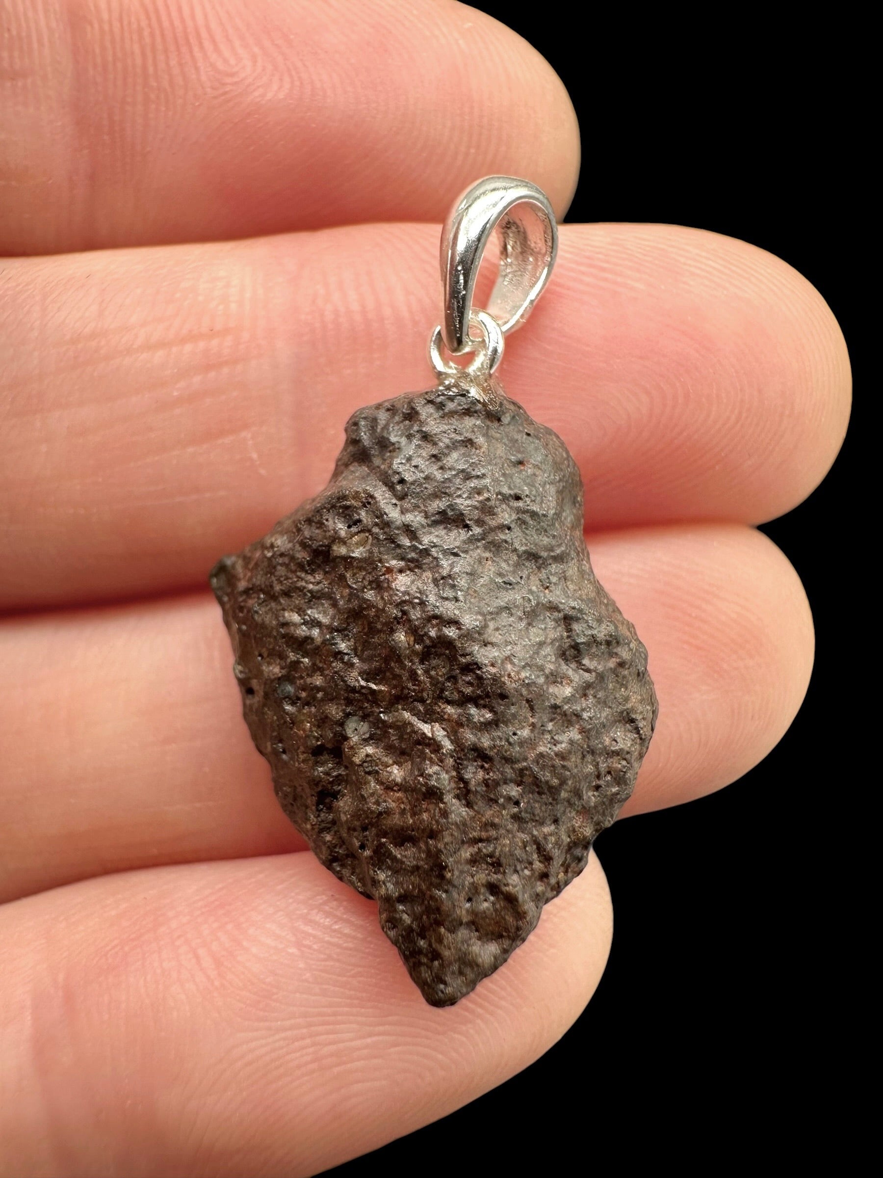 Silver Pendant with NWA X Stony Meteorite 3,2g
