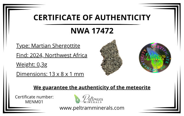 Martian Meteorite NWA 17472 – 0,3g – Northwest Africa - MENM01