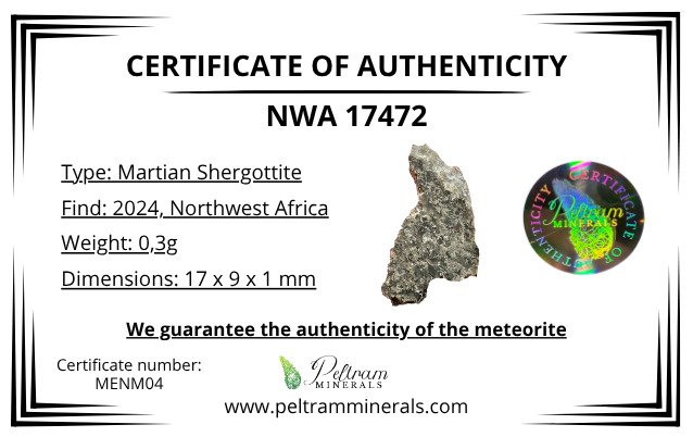 Martian Meteorite NWA 17472 – 0,3g – Northwest Africa - MENM04