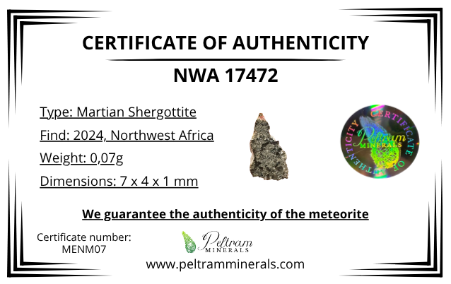 Martian Meteorite NWA 17472 – 0,07g – Northwest Africa - MENM07