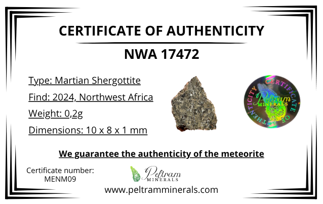 Martian Meteorite NWA 17472 – 0,2g – Northwest Africa - MENM09