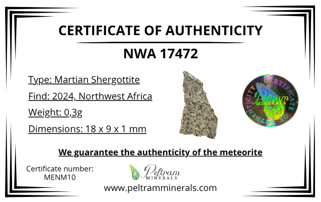 Martian Meteorite NWA 17472 – 0,3g – Northwest Africa - MENM10